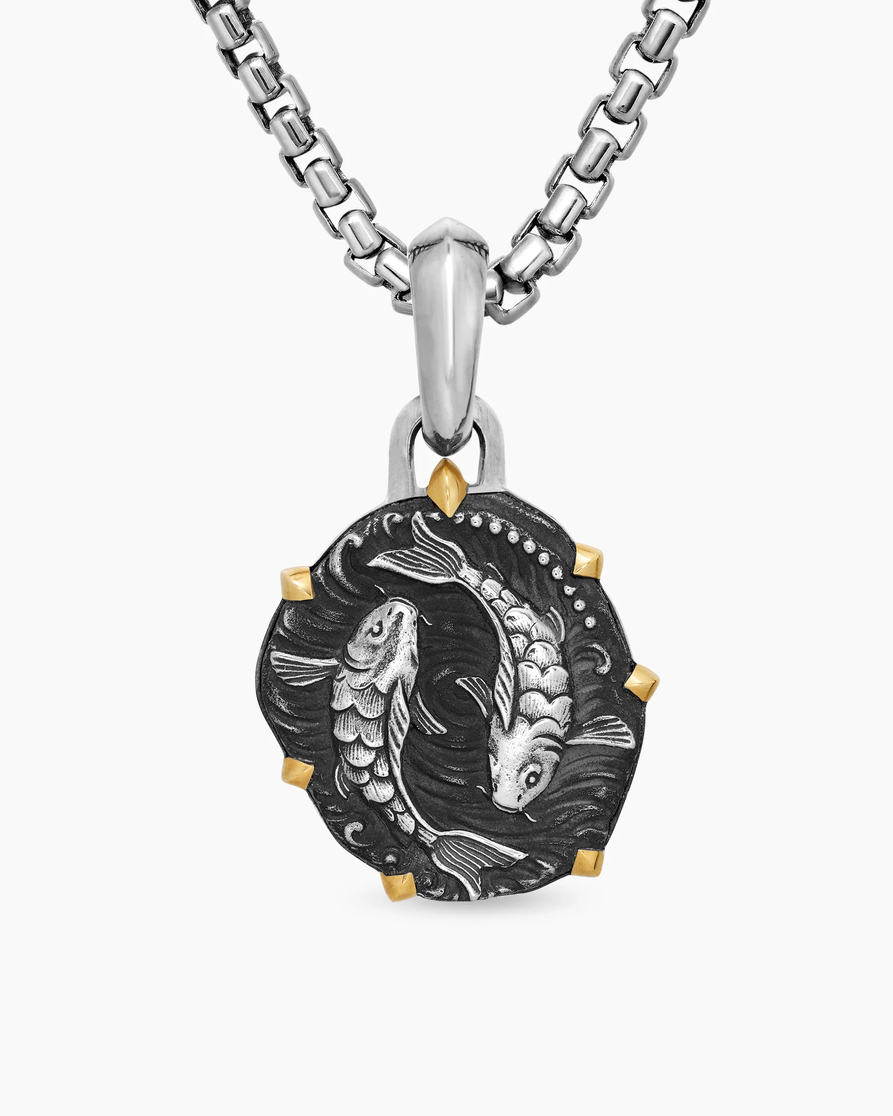 Pisces Amulet in Sterling Silver with 18K Yellow Gold, 23mm 14 Pisces Amulet in Sterling Silver with 18K Yellow Gold, 23mm