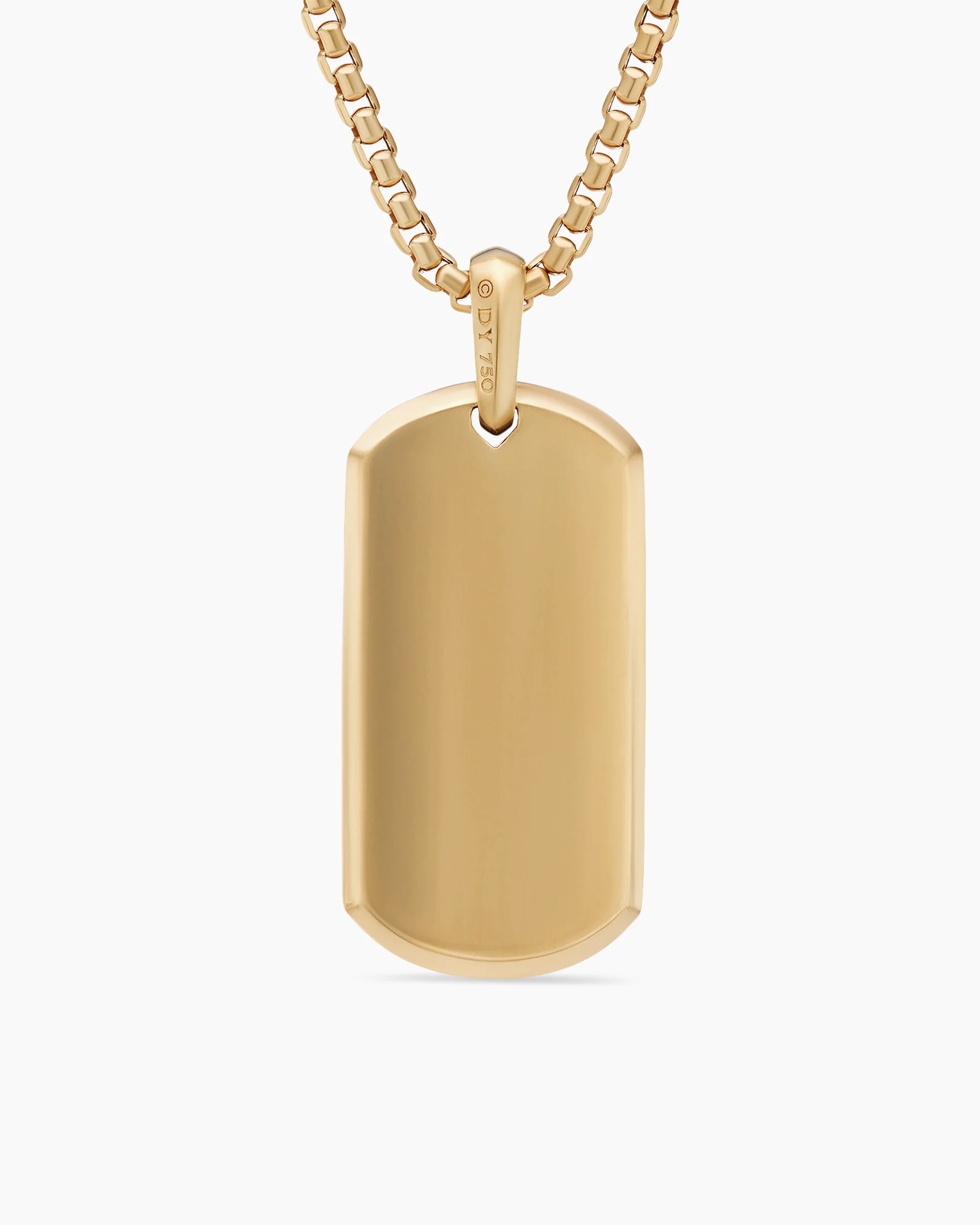 Chevron Tag in 18K Yellow Gold with Diamond Baguettes, 35mm 3 Chevron Tag in 18K Yellow Gold with Diamond Baguettes, 35mm