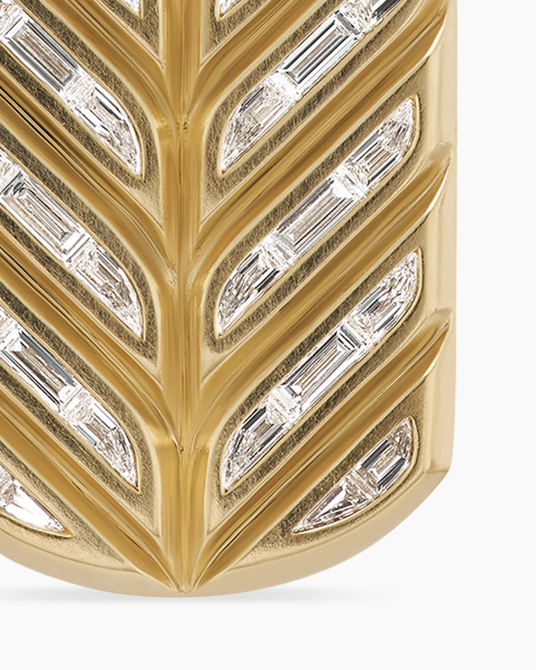 Chevron Tag in 18K Yellow Gold with Diamond Baguettes, 35mm 4 Chevron Tag in 18K Yellow Gold with Diamond Baguettes, 35mm