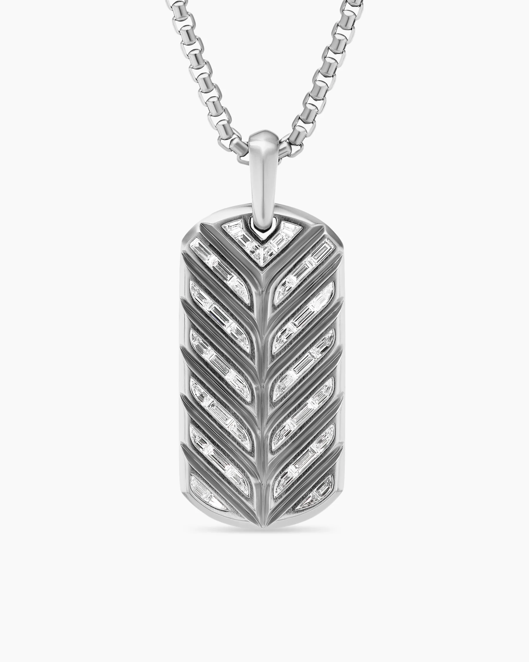 Chevron Tag in 18K Yellow Gold with Diamond Baguettes, 35mm 7 Chevron Tag in 18K Yellow Gold with Diamond Baguettes, 35mm