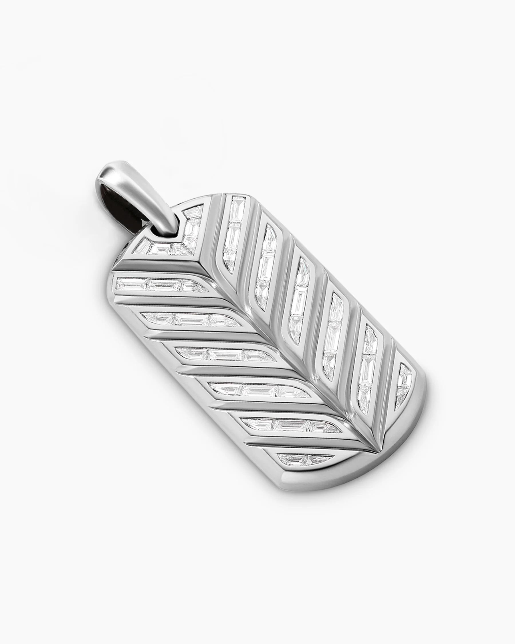 Chevron Tag in 18K Yellow Gold with Diamond Baguettes, 35mm 9 Chevron Tag in 18K Yellow Gold with Diamond Baguettes, 35mm