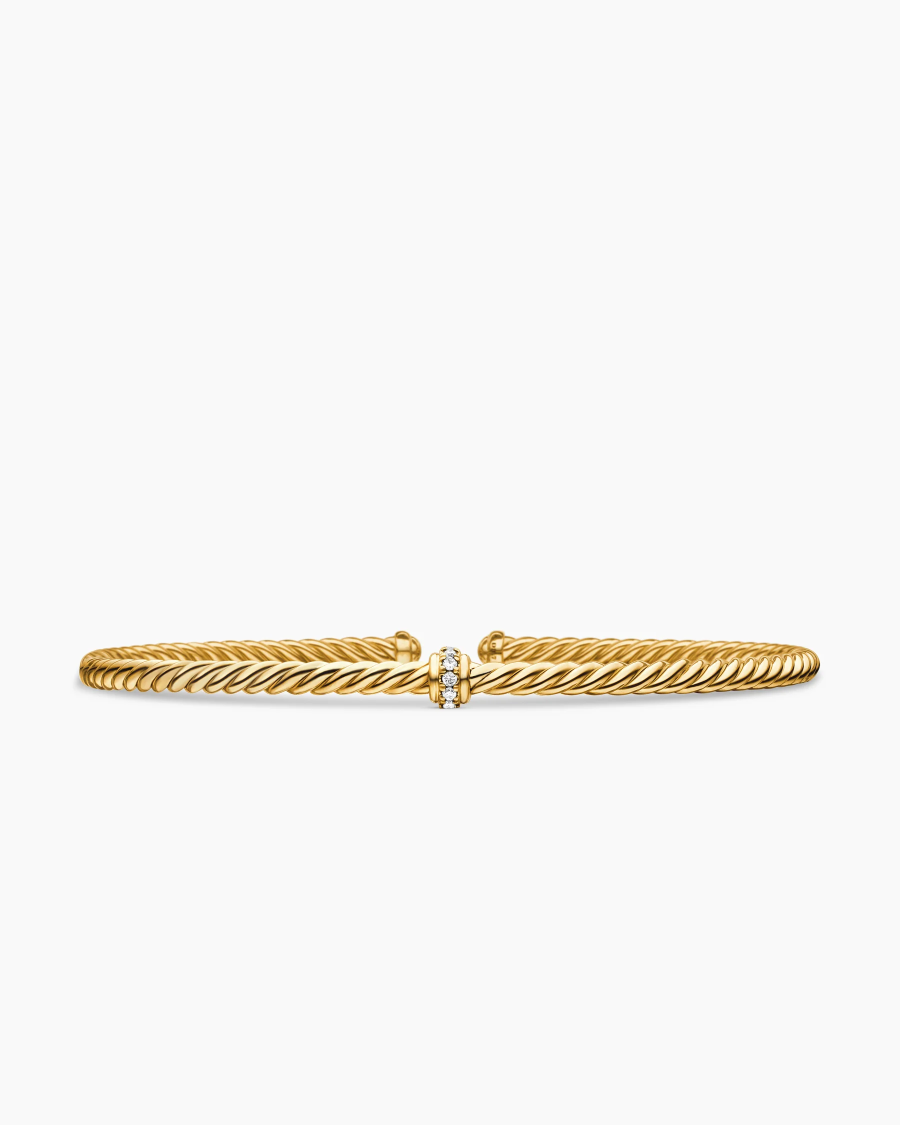 Classic Cablespira® Flex Station Bracelet in 18K Yellow Gold with Diamonds, 3mm 1 Classic Cablespira® Flex Station Bracelet in 18K Yellow Gold with Diamonds, 3mm