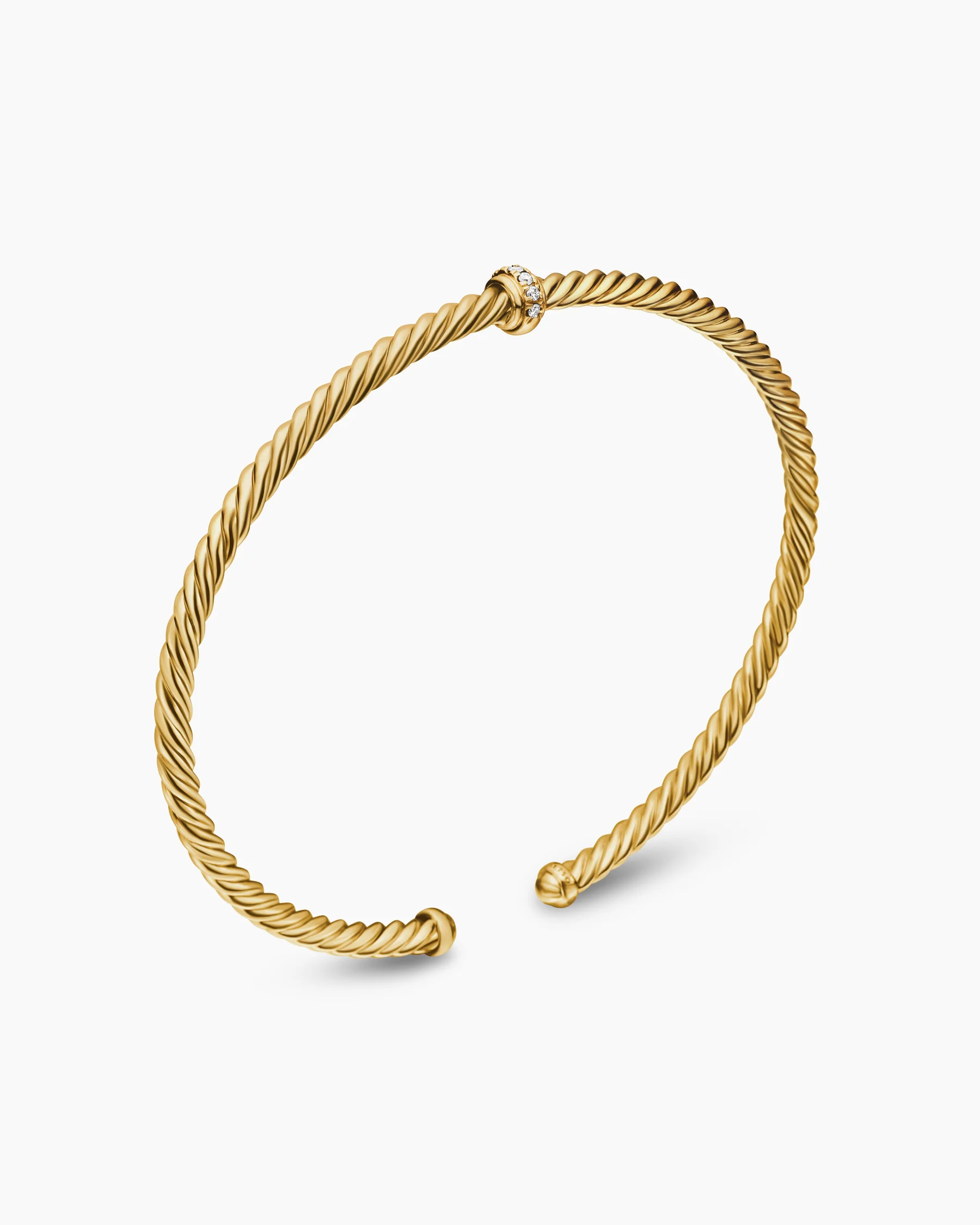 Classic Cablespira® Flex Station Bracelet in 18K Yellow Gold with Diamonds, 3mm 3 Classic Cablespira® Flex Station Bracelet in 18K Yellow Gold with Diamonds, 3mm
