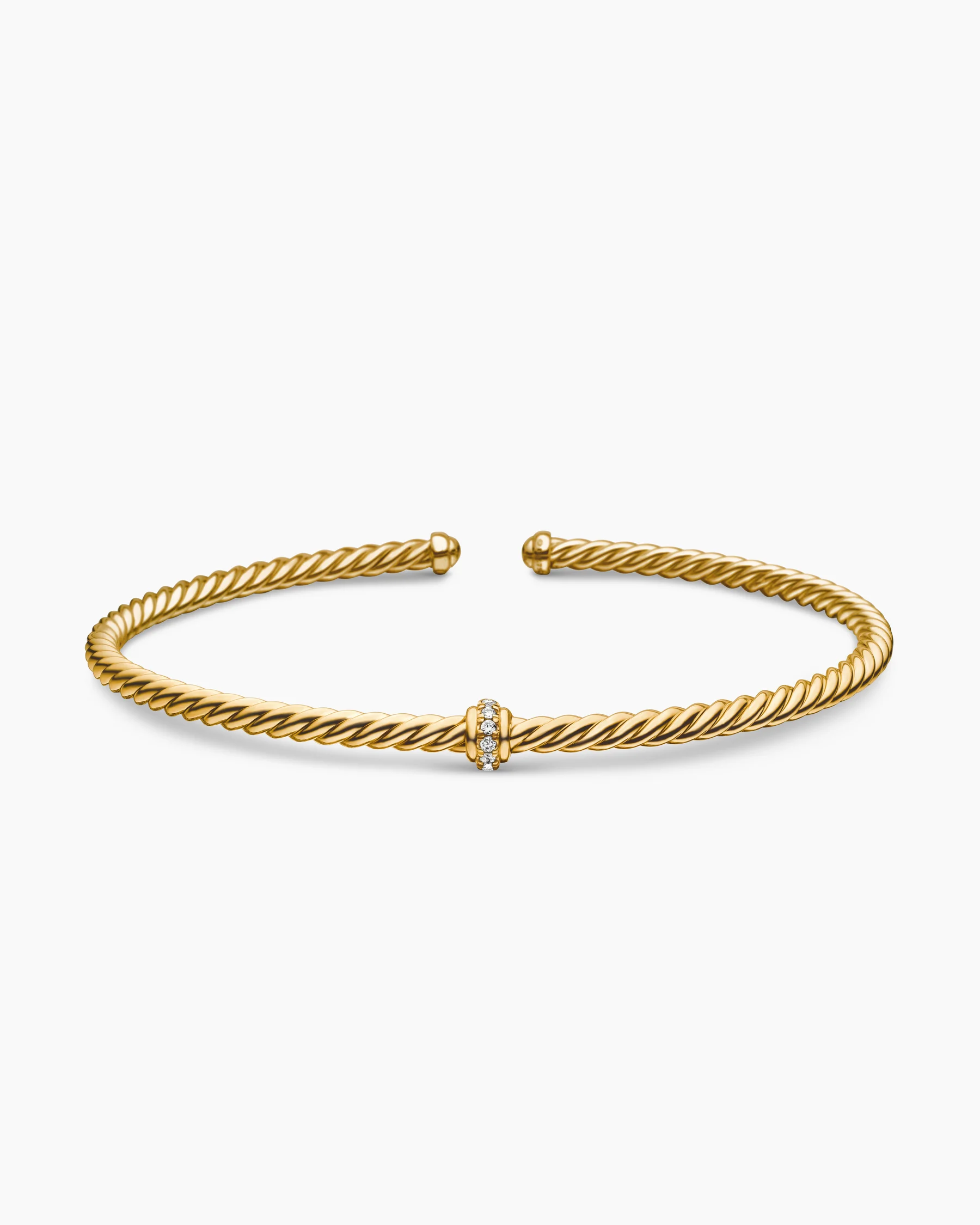 Classic Cablespira® Flex Station Bracelet in 18K Yellow Gold with Diamonds, 3mm 4 Classic Cablespira® Flex Station Bracelet in 18K Yellow Gold with Diamonds, 3mm