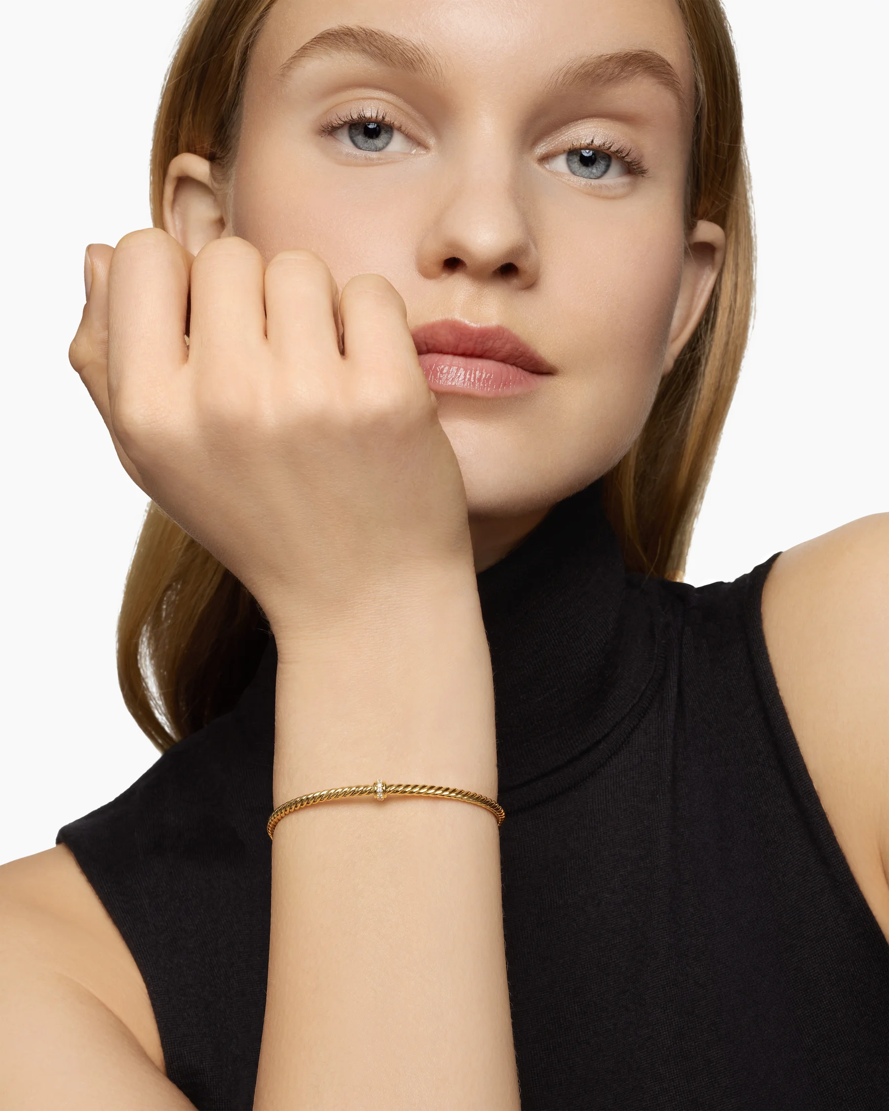 Classic Cablespira® Flex Station Bracelet in 18K Yellow Gold with Diamonds, 3mm 6 Classic Cablespira® Flex Station Bracelet in 18K Yellow Gold with Diamonds, 3mm