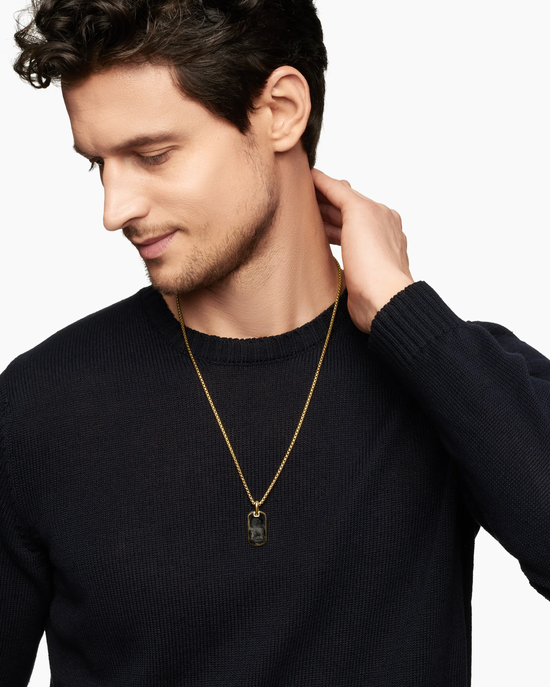 Streamline® Tag in 18K Yellow Gold with Forged Carbon, 27mm