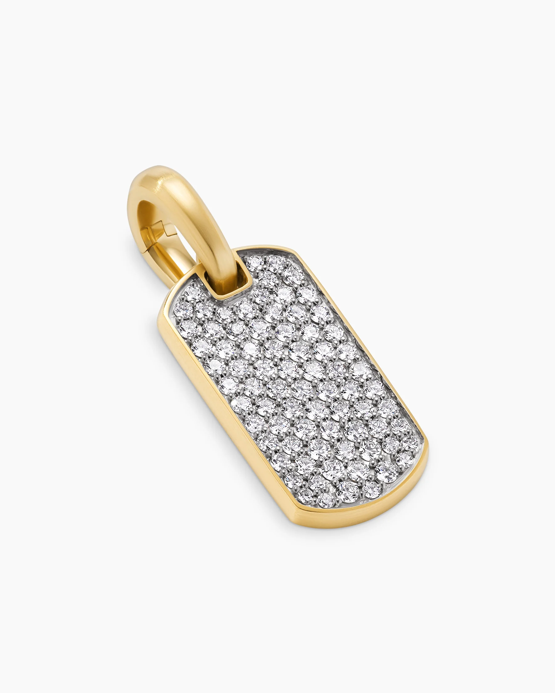 Chevron Tag in 18K Yellow Gold with Black Diamonds, 21mm 101 Chevron Tag in 18K Yellow Gold with Black Diamonds, 21mm