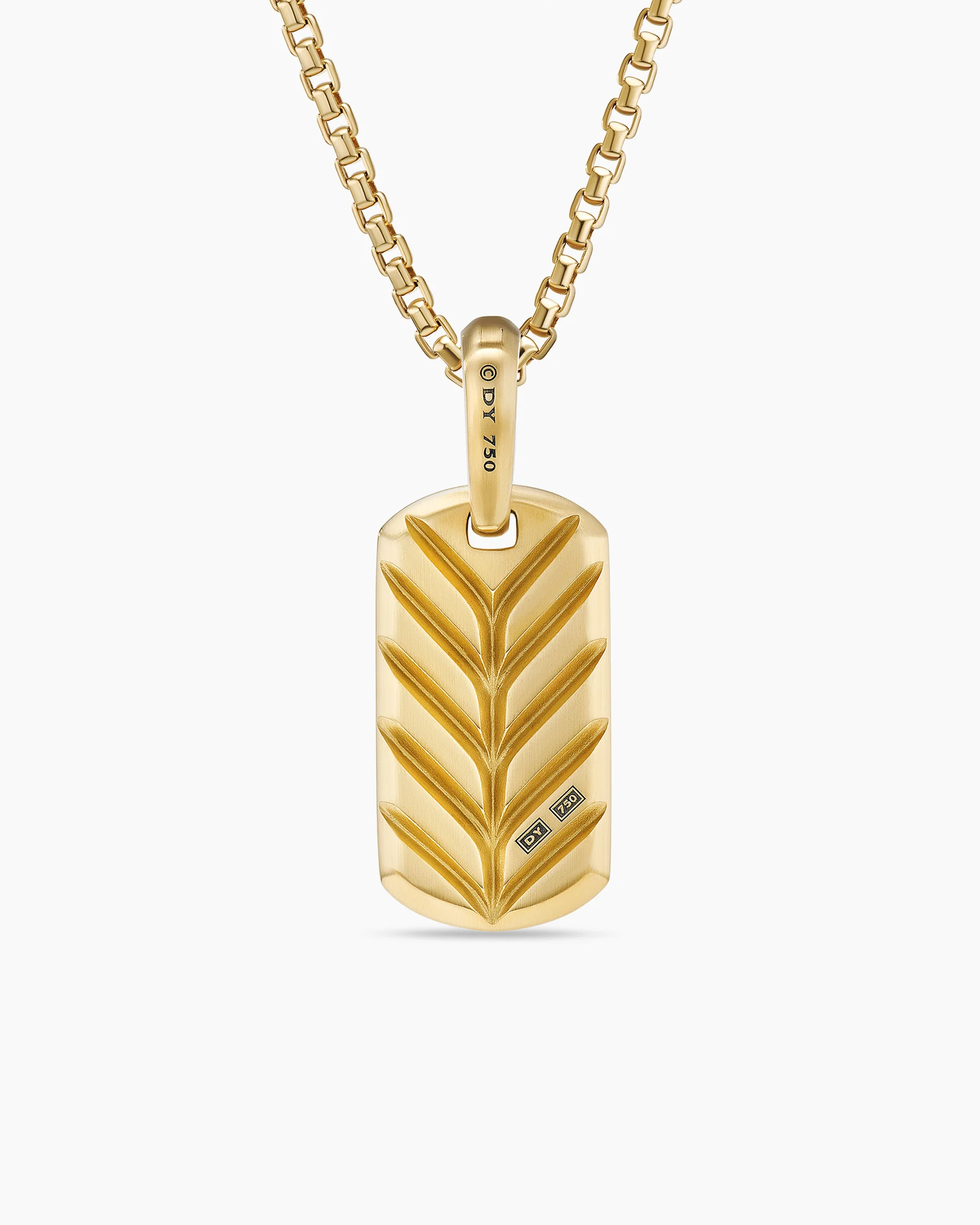 Chevron Tag in 18K Yellow Gold with Black Diamonds, 21mm 109 Chevron Tag in 18K Yellow Gold with Black Diamonds, 21mm