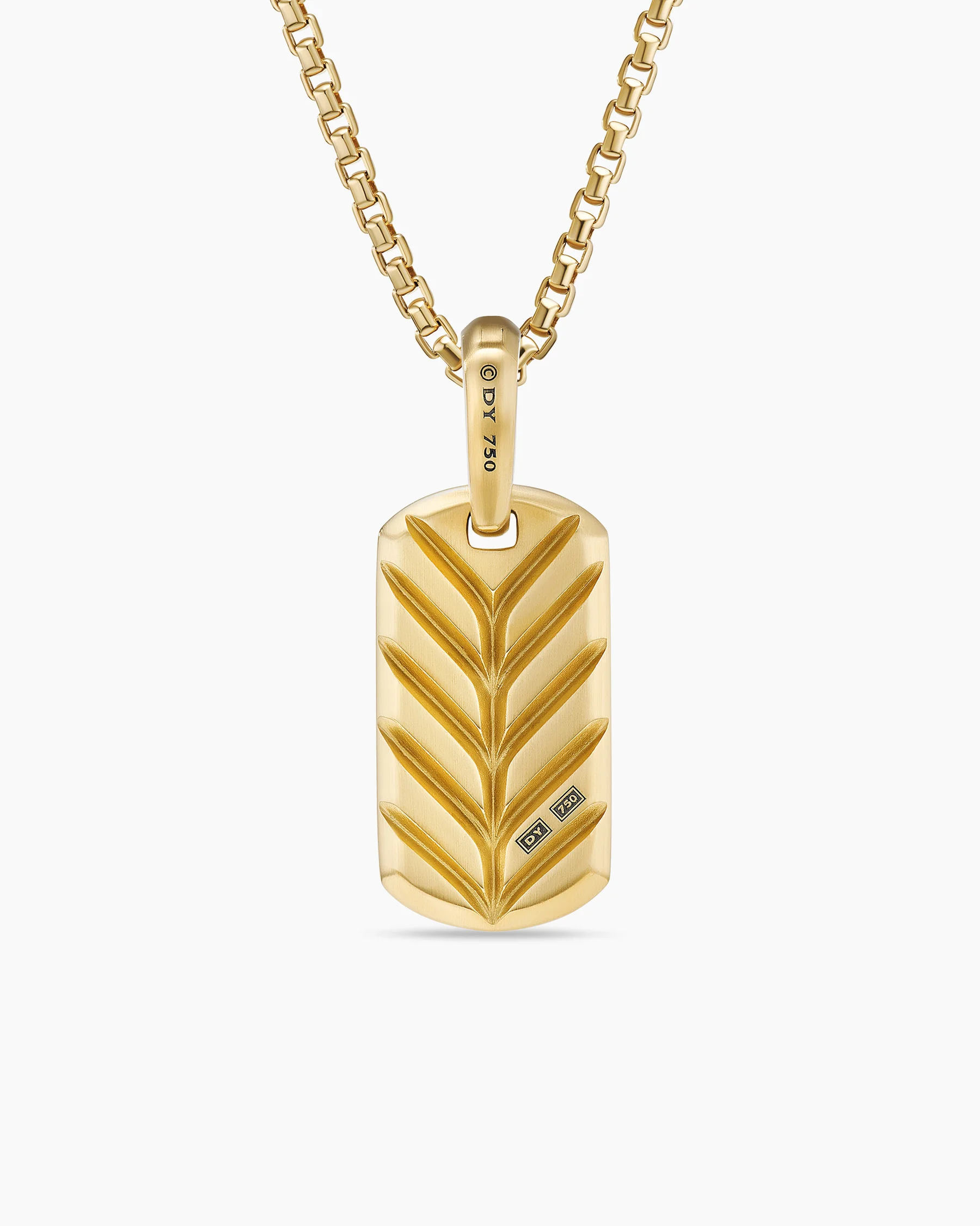 Chevron Tag in 18K Yellow Gold with Black Diamonds, 21mm 116 Chevron Tag in 18K Yellow Gold with Black Diamonds, 21mm