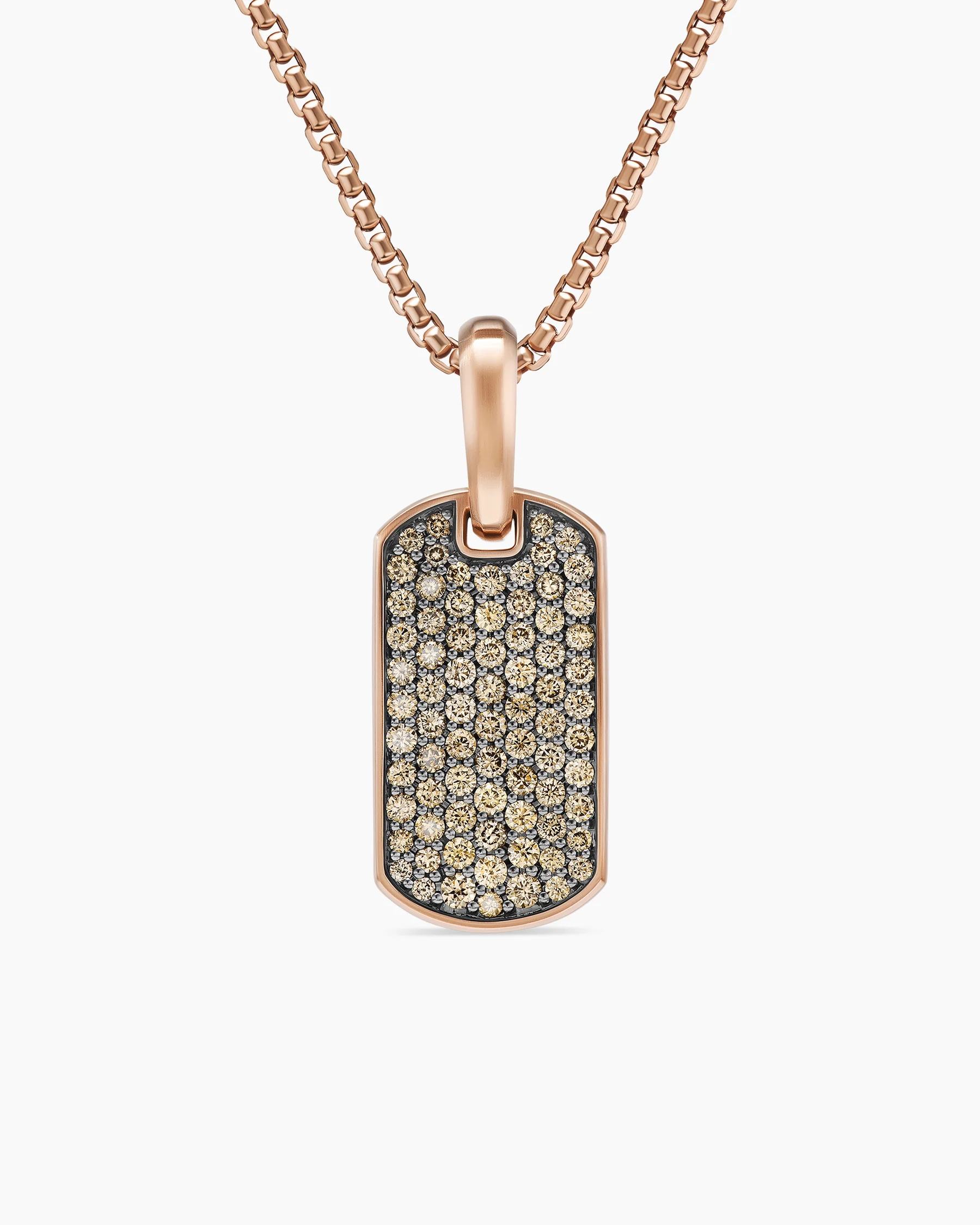Chevron Tag in 18K Yellow Gold with Black Diamonds, 21mm 121 Chevron Tag in 18K Yellow Gold with Black Diamonds, 21mm