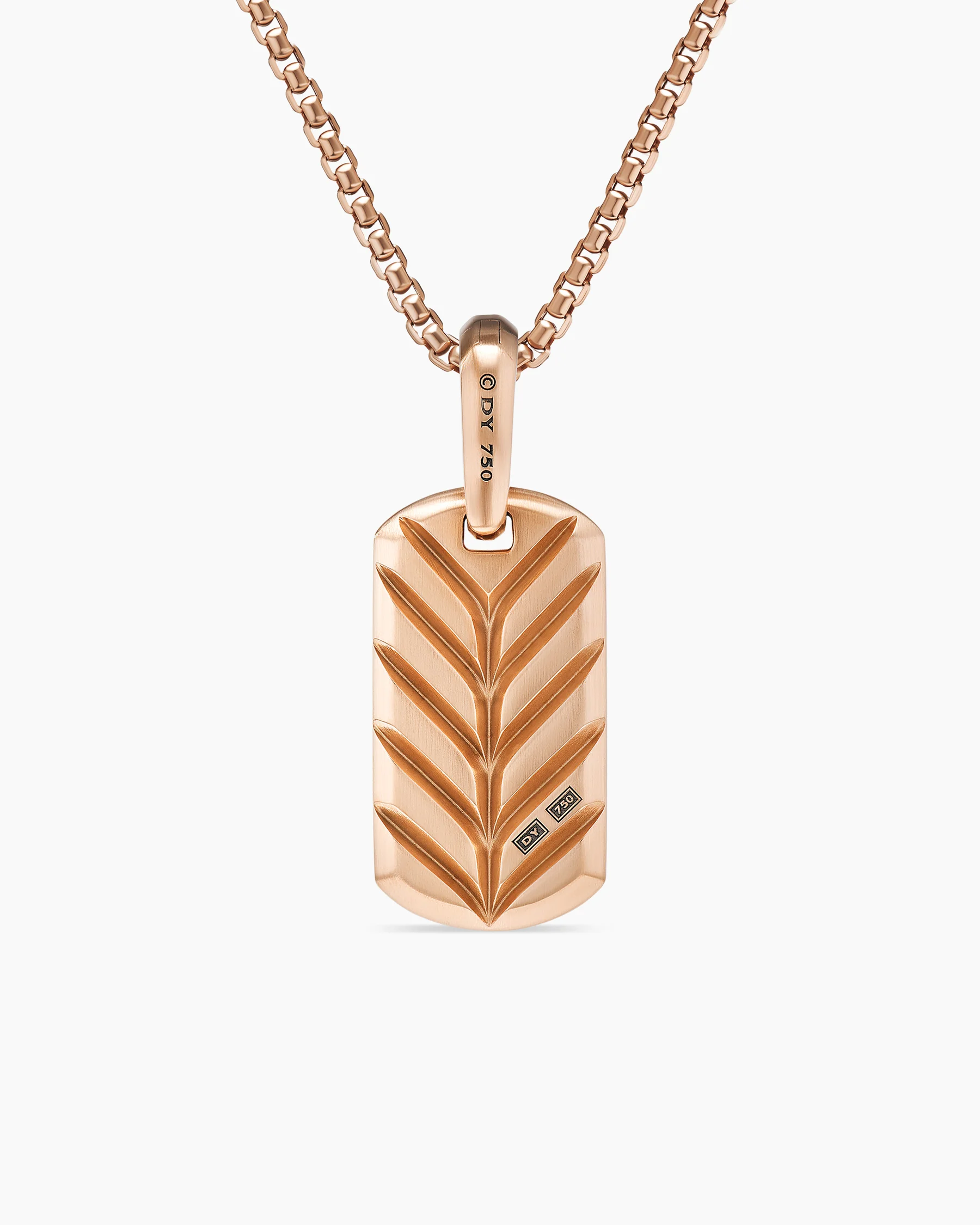 Chevron Tag in 18K Yellow Gold with Black Diamonds, 21mm 124 Chevron Tag in 18K Yellow Gold with Black Diamonds, 21mm