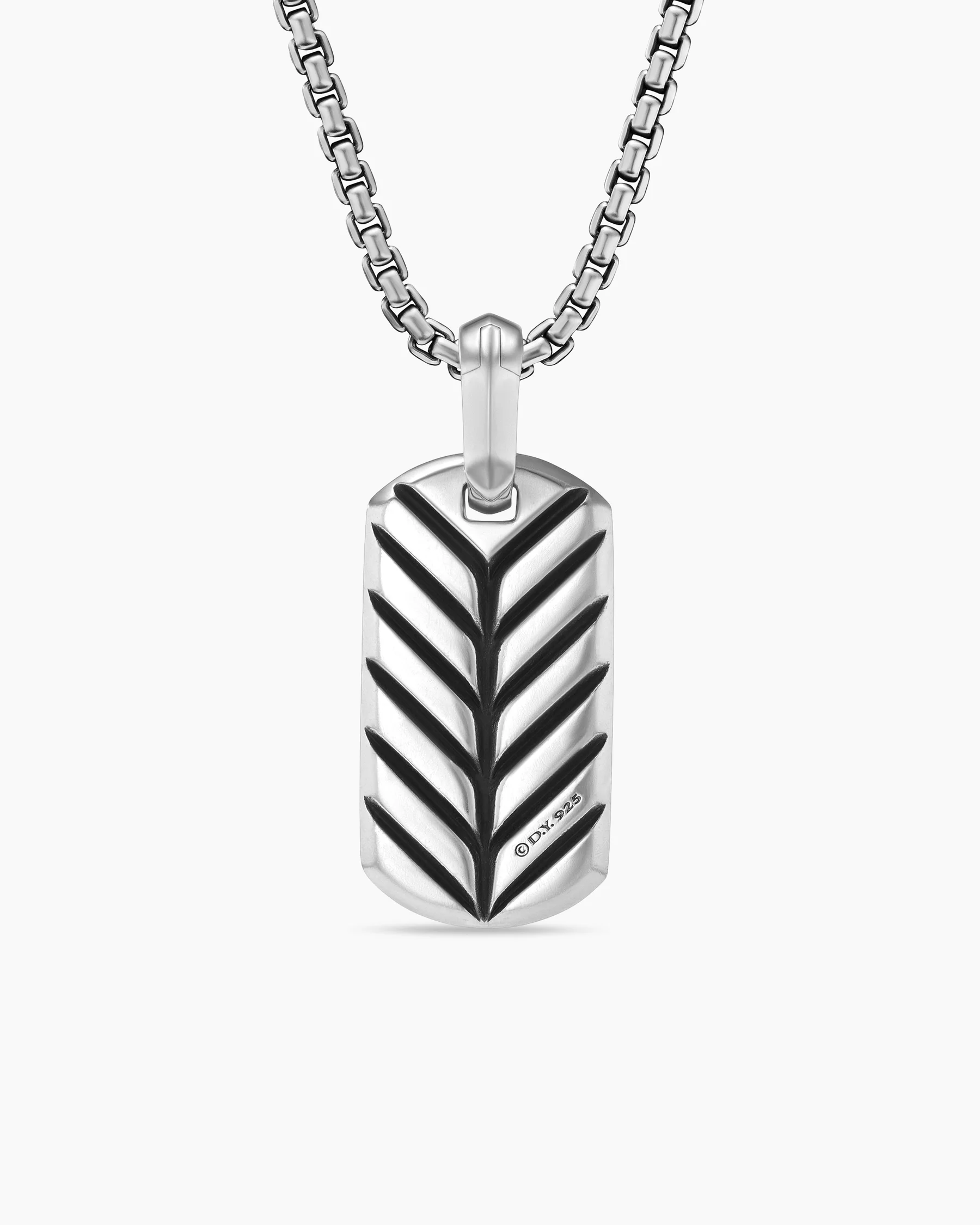 Chevron Tag in 18K Yellow Gold with Black Diamonds, 21mm 18 Chevron Tag in 18K Yellow Gold with Black Diamonds, 21mm