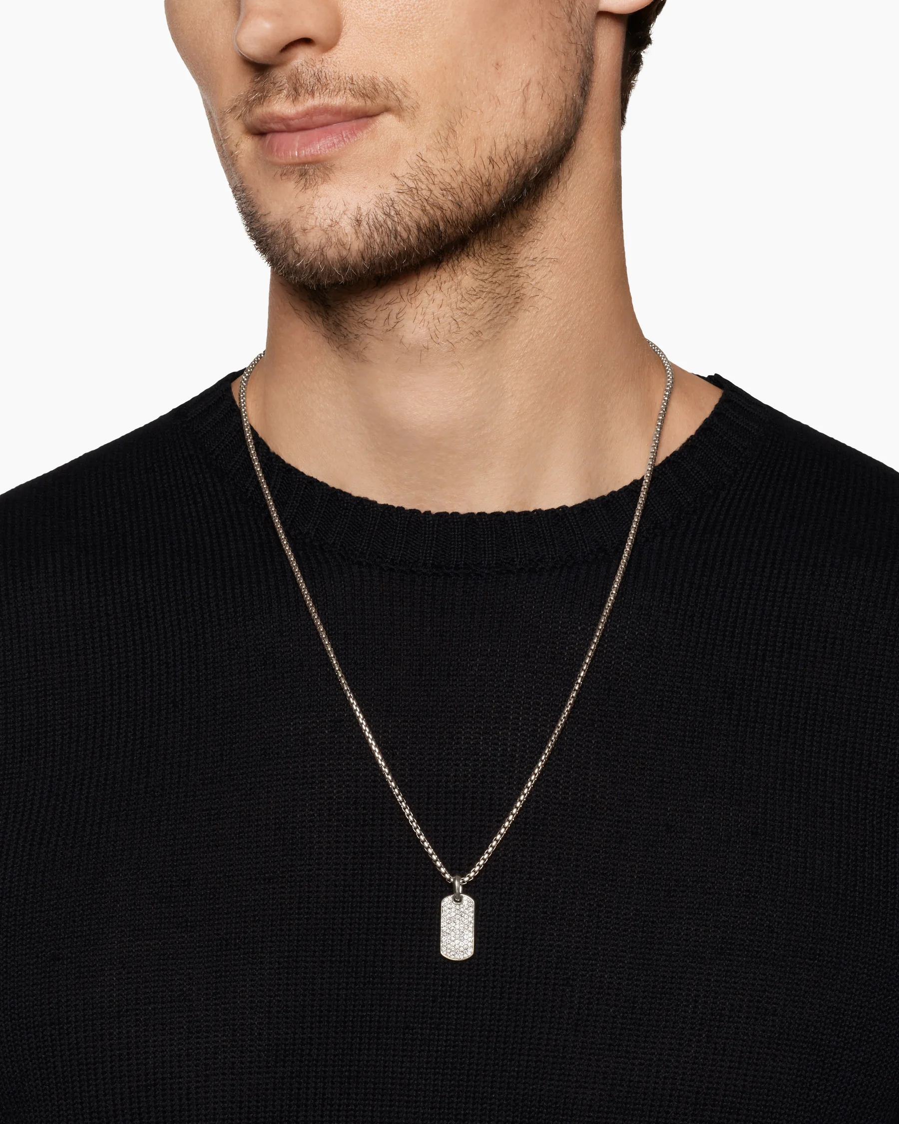 Chevron Tag in 18K Yellow Gold with Black Diamonds, 21mm 23 Chevron Tag in 18K Yellow Gold with Black Diamonds, 21mm
