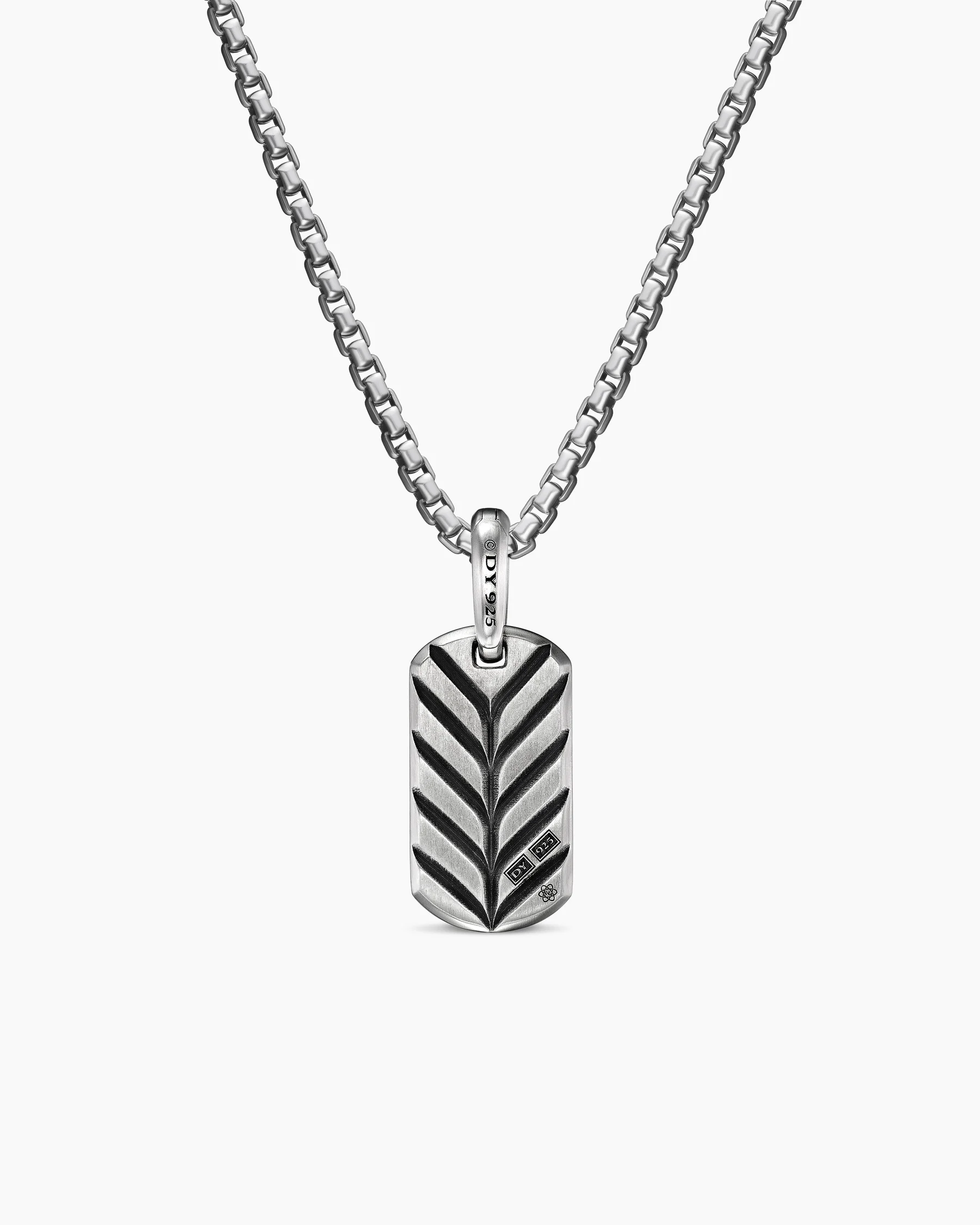 Chevron Tag in 18K Yellow Gold with Black Diamonds, 21mm 46 Chevron Tag in 18K Yellow Gold with Black Diamonds, 21mm