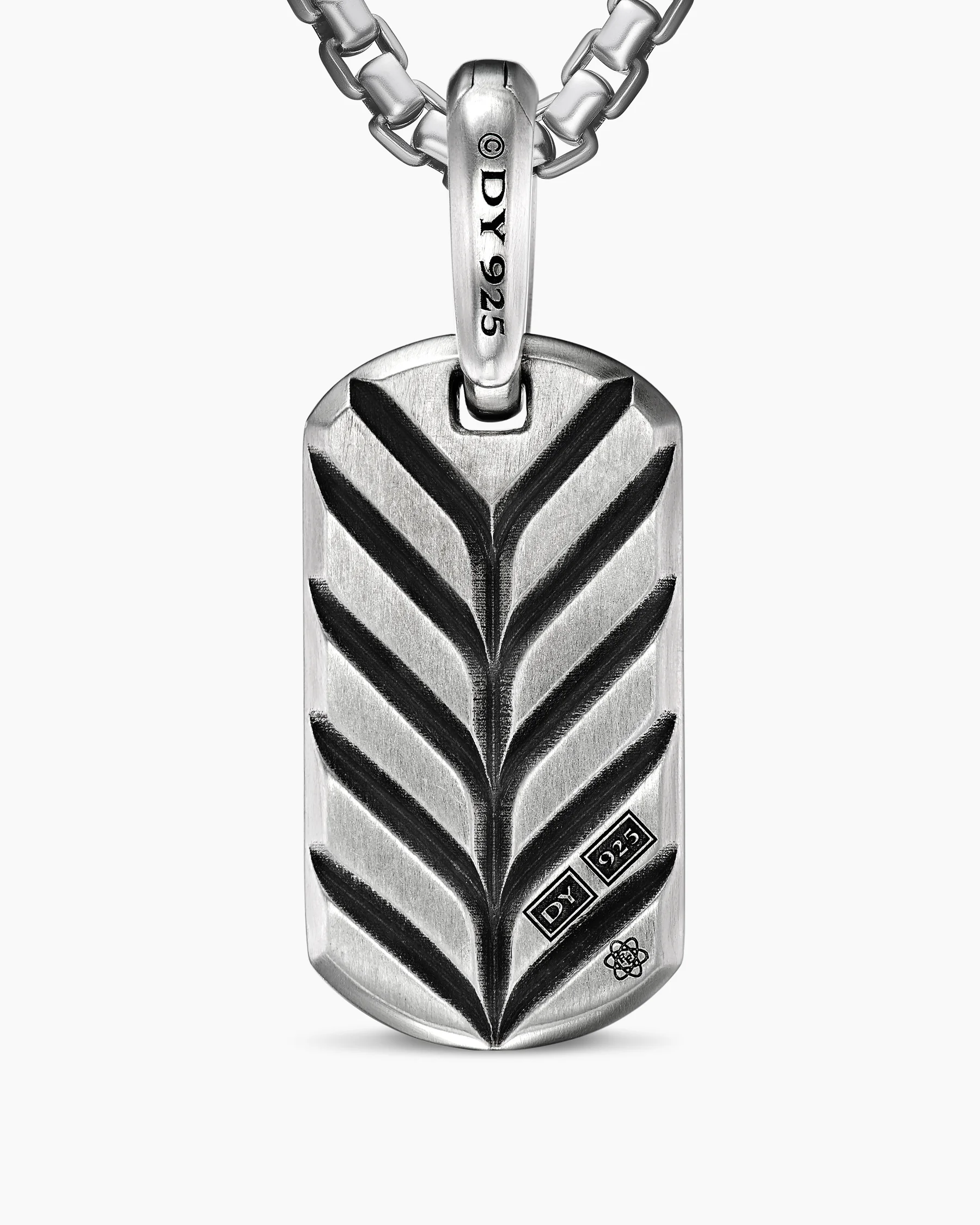 Chevron Tag in 18K Yellow Gold with Black Diamonds, 21mm 48 Chevron Tag in 18K Yellow Gold with Black Diamonds, 21mm