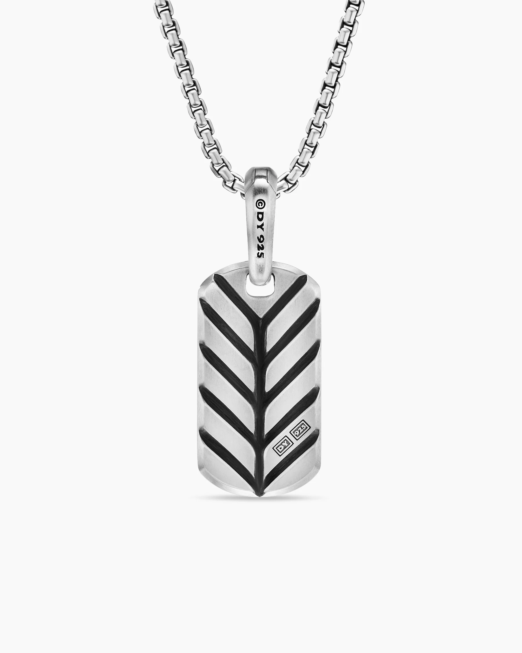 Chevron Tag in 18K Yellow Gold with Black Diamonds, 21mm 67 Chevron Tag in 18K Yellow Gold with Black Diamonds, 21mm