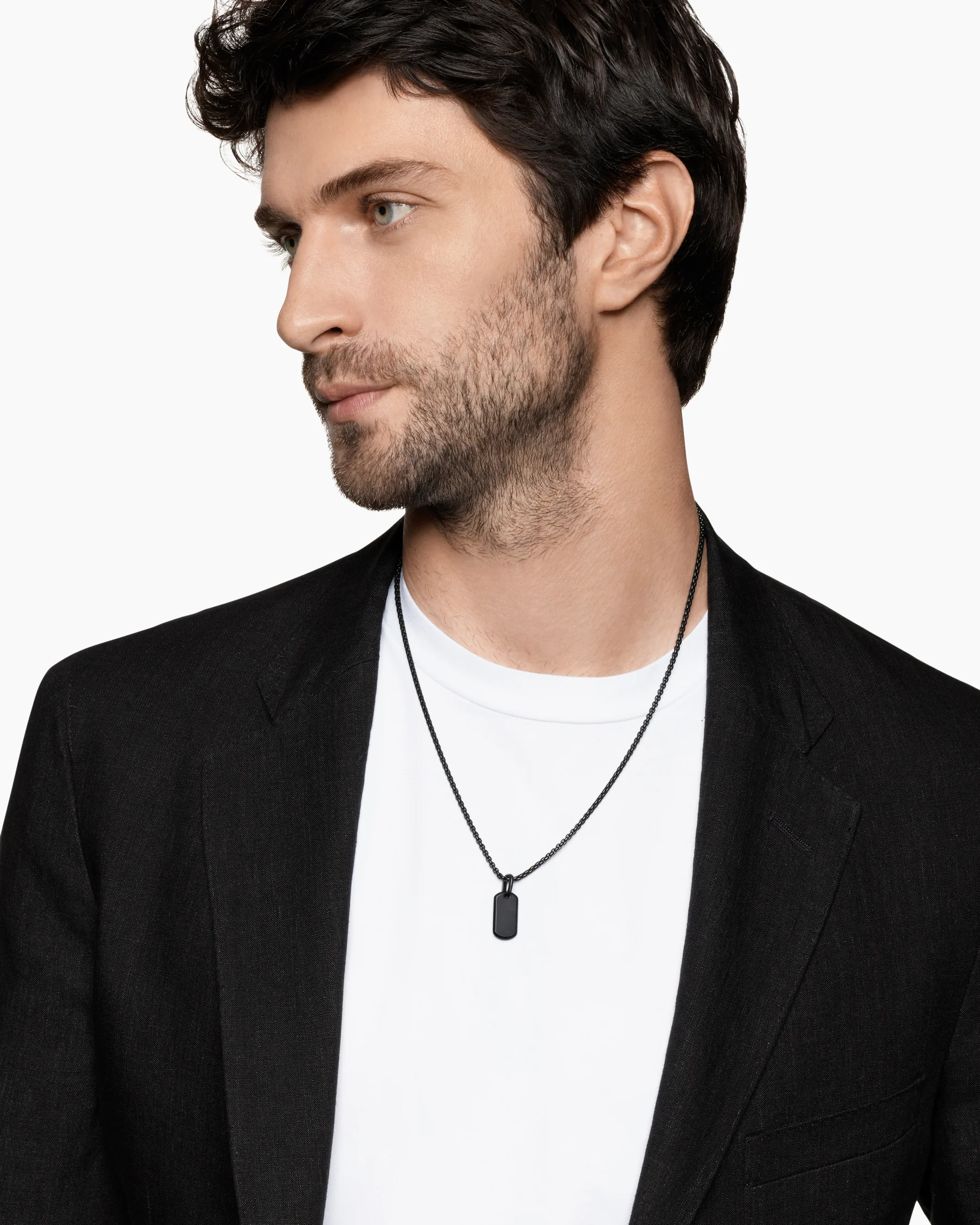 Chevron Tag in 18K Yellow Gold with Black Diamonds, 21mm 72 Chevron Tag in 18K Yellow Gold with Black Diamonds, 21mm