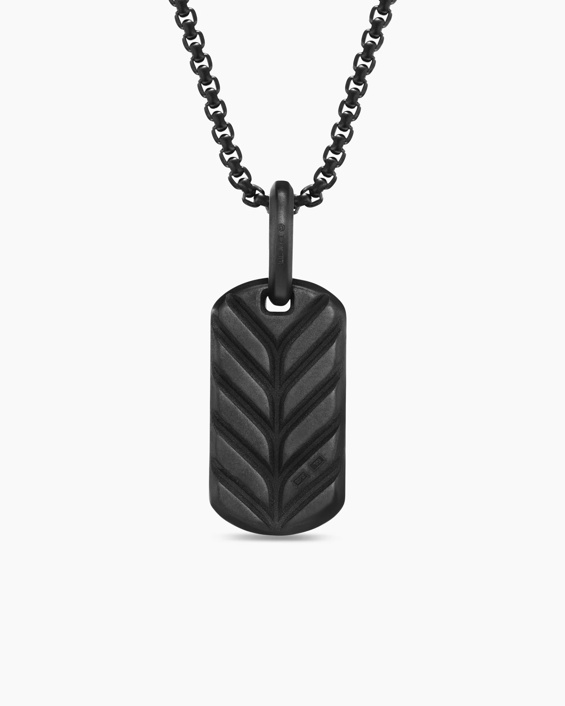 Chevron Tag in 18K Yellow Gold with Black Diamonds, 21mm 74 Chevron Tag in 18K Yellow Gold with Black Diamonds, 21mm