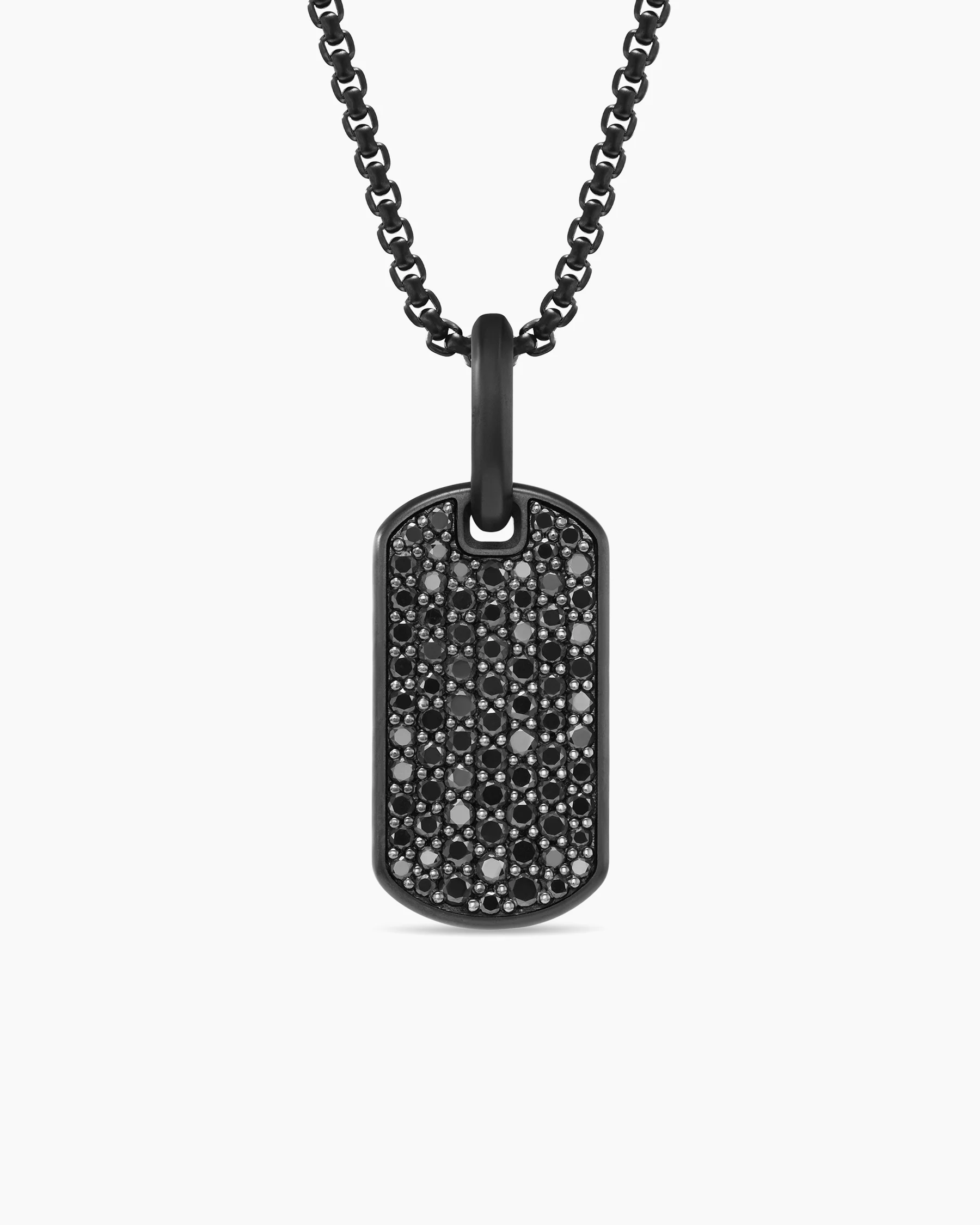 Chevron Tag in 18K Yellow Gold with Black Diamonds, 21mm 78 Chevron Tag in 18K Yellow Gold with Black Diamonds, 21mm