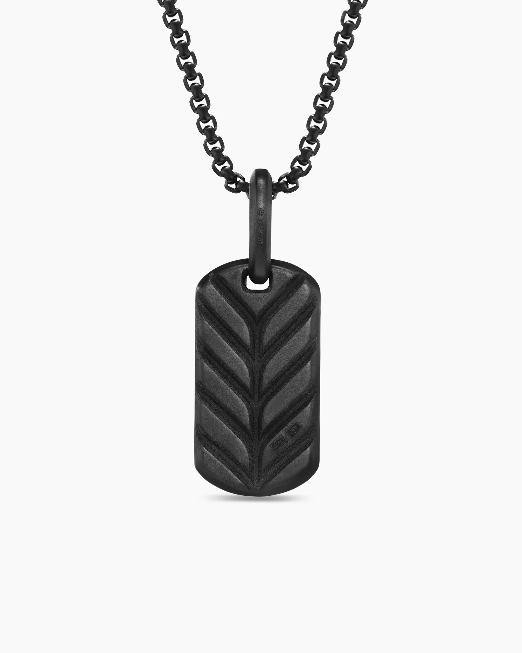 Chevron Tag in 18K Yellow Gold with Black Diamonds, 21mm 81 Chevron Tag in 18K Yellow Gold with Black Diamonds, 21mm