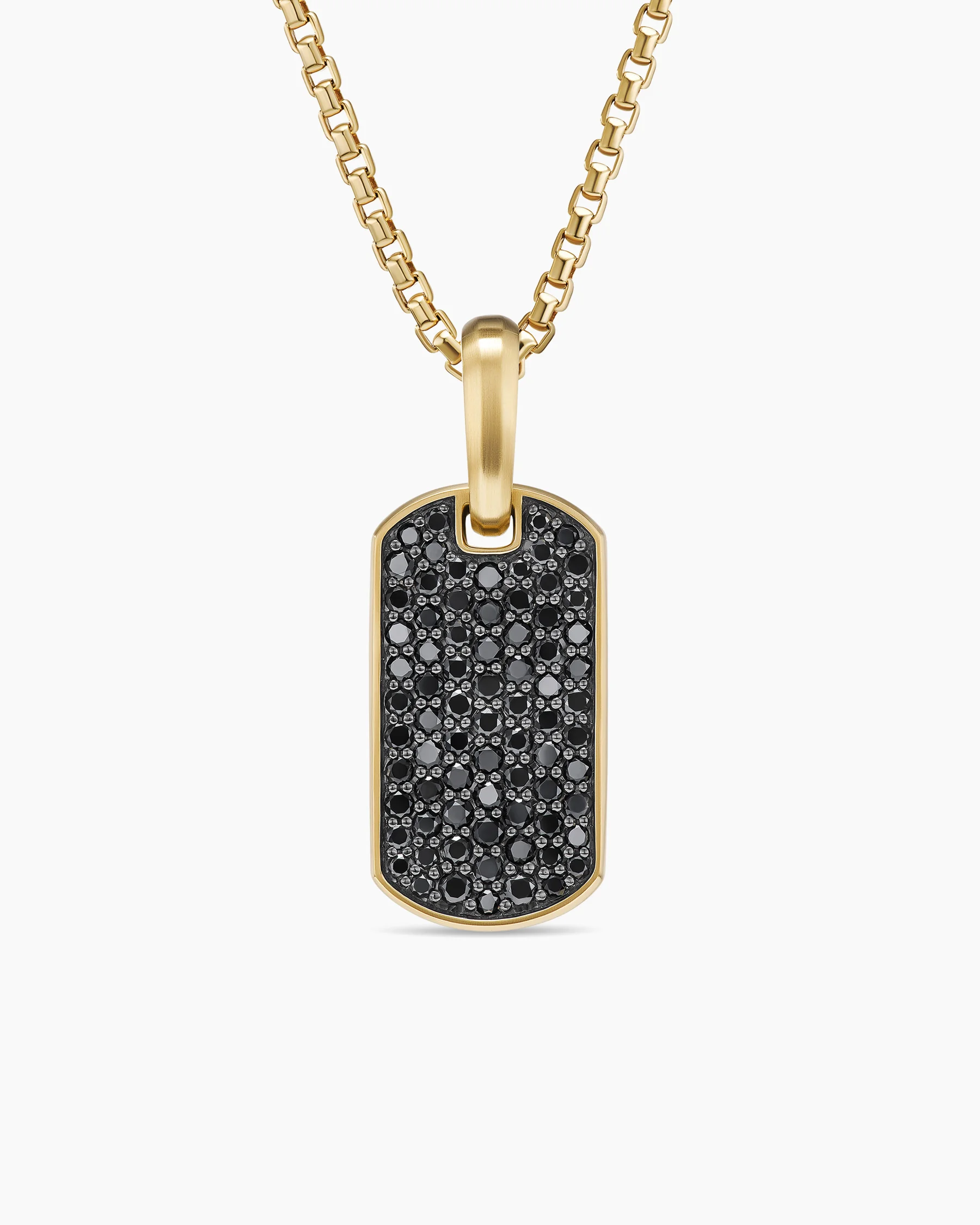 Chevron Tag in 18K Yellow Gold with Black Diamonds, 21mm 85 Chevron Tag in 18K Yellow Gold with Black Diamonds, 21mm