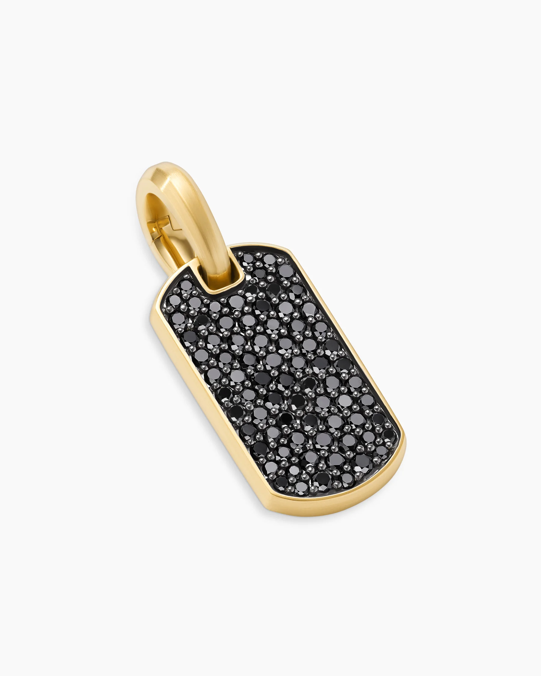 Chevron Tag in 18K Yellow Gold with Black Diamonds, 21mm 87 Chevron Tag in 18K Yellow Gold with Black Diamonds, 21mm
