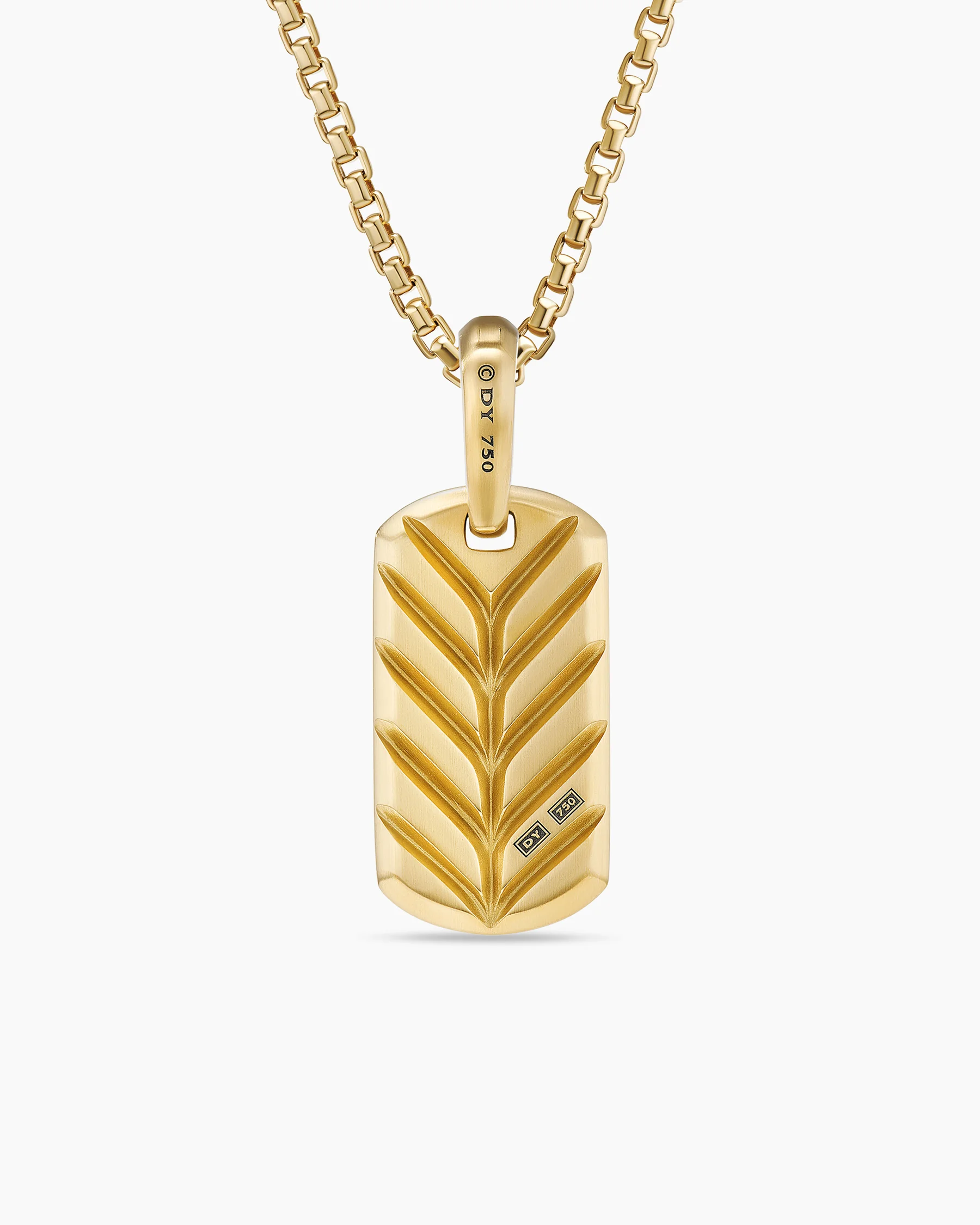 Chevron Tag in 18K Yellow Gold with Black Diamonds, 21mm 88 Chevron Tag in 18K Yellow Gold with Black Diamonds, 21mm