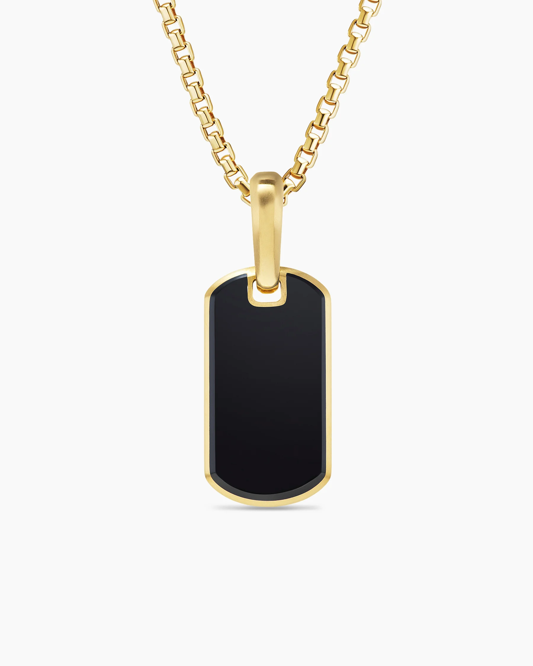 Chevron Tag in 18K Yellow Gold with Black Diamonds, 21mm 92 Chevron Tag in 18K Yellow Gold with Black Diamonds, 21mm