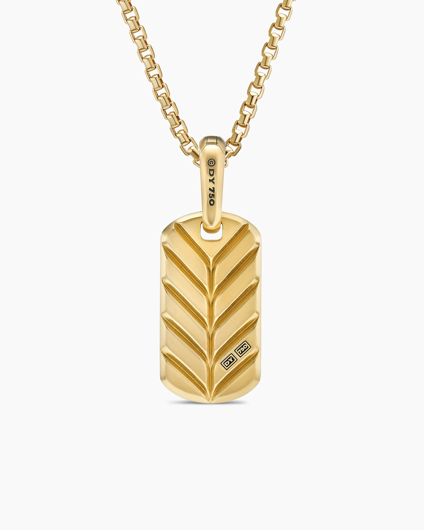 Chevron Tag in 18K Yellow Gold with Black Diamonds, 21mm 95 Chevron Tag in 18K Yellow Gold with Black Diamonds, 21mm