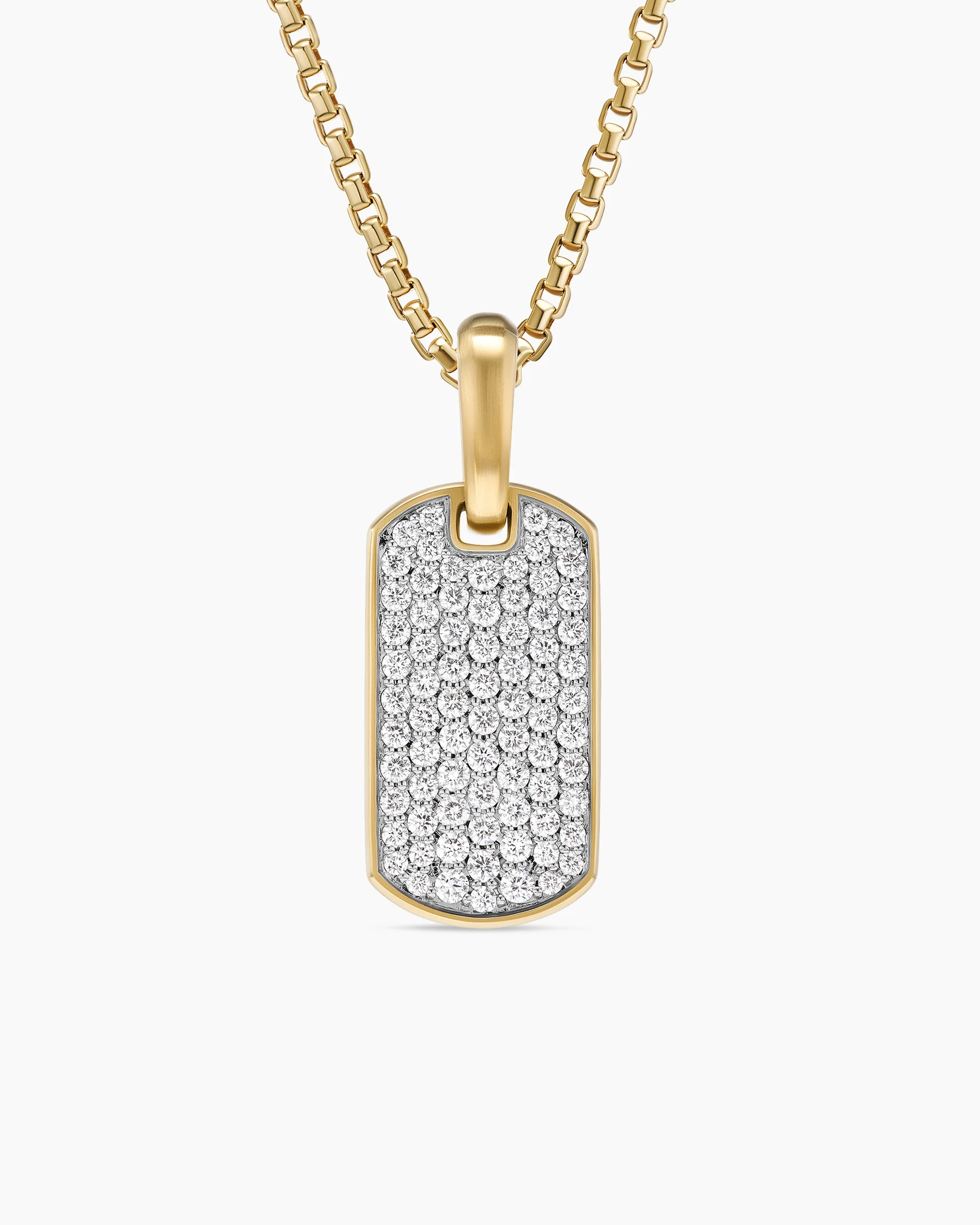 Chevron Tag in 18K Yellow Gold with Black Diamonds, 21mm 99 Chevron Tag in 18K Yellow Gold with Black Diamonds, 21mm
