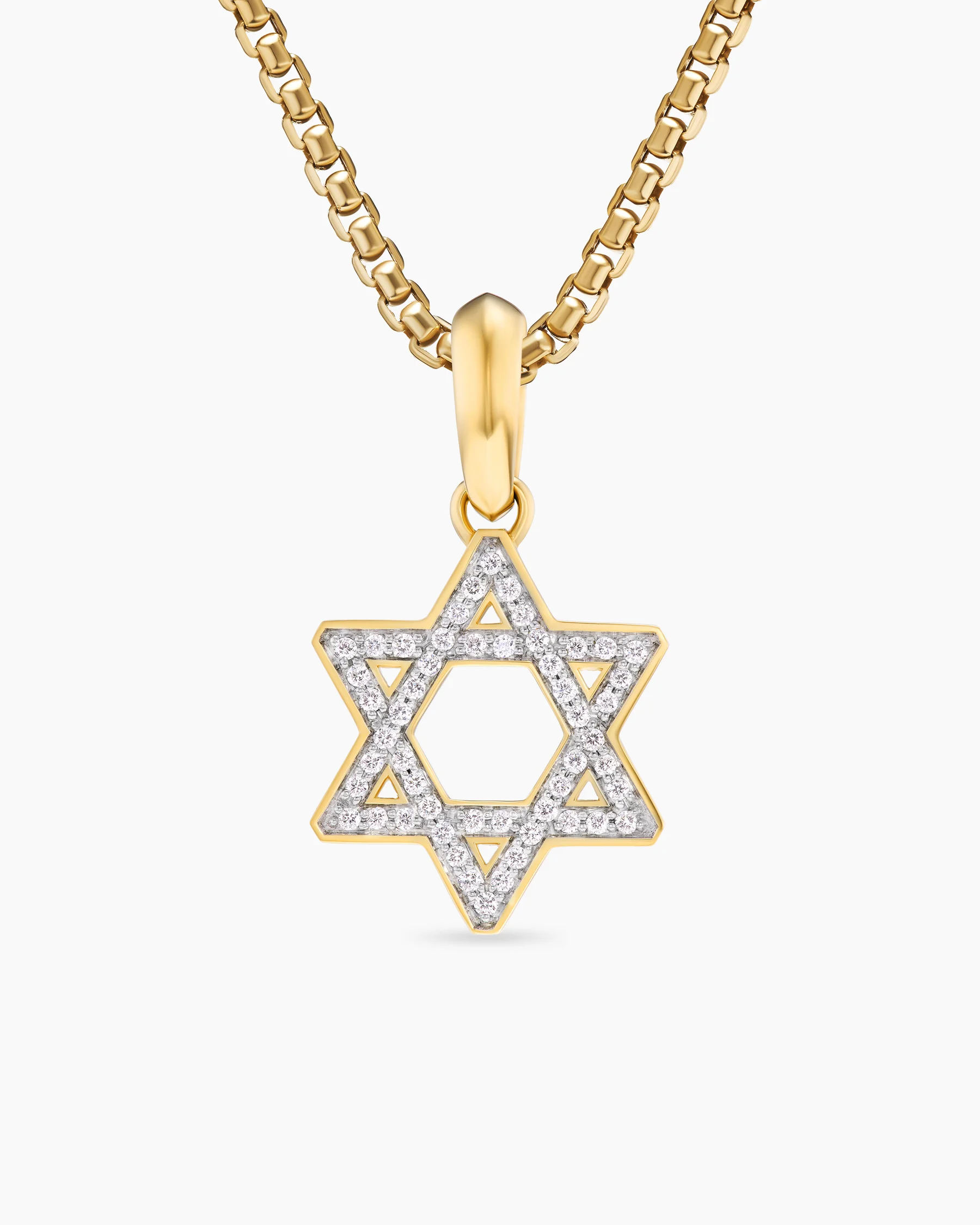 Star of David Pendant in 18K Yellow Gold with Diamonds, 19mm