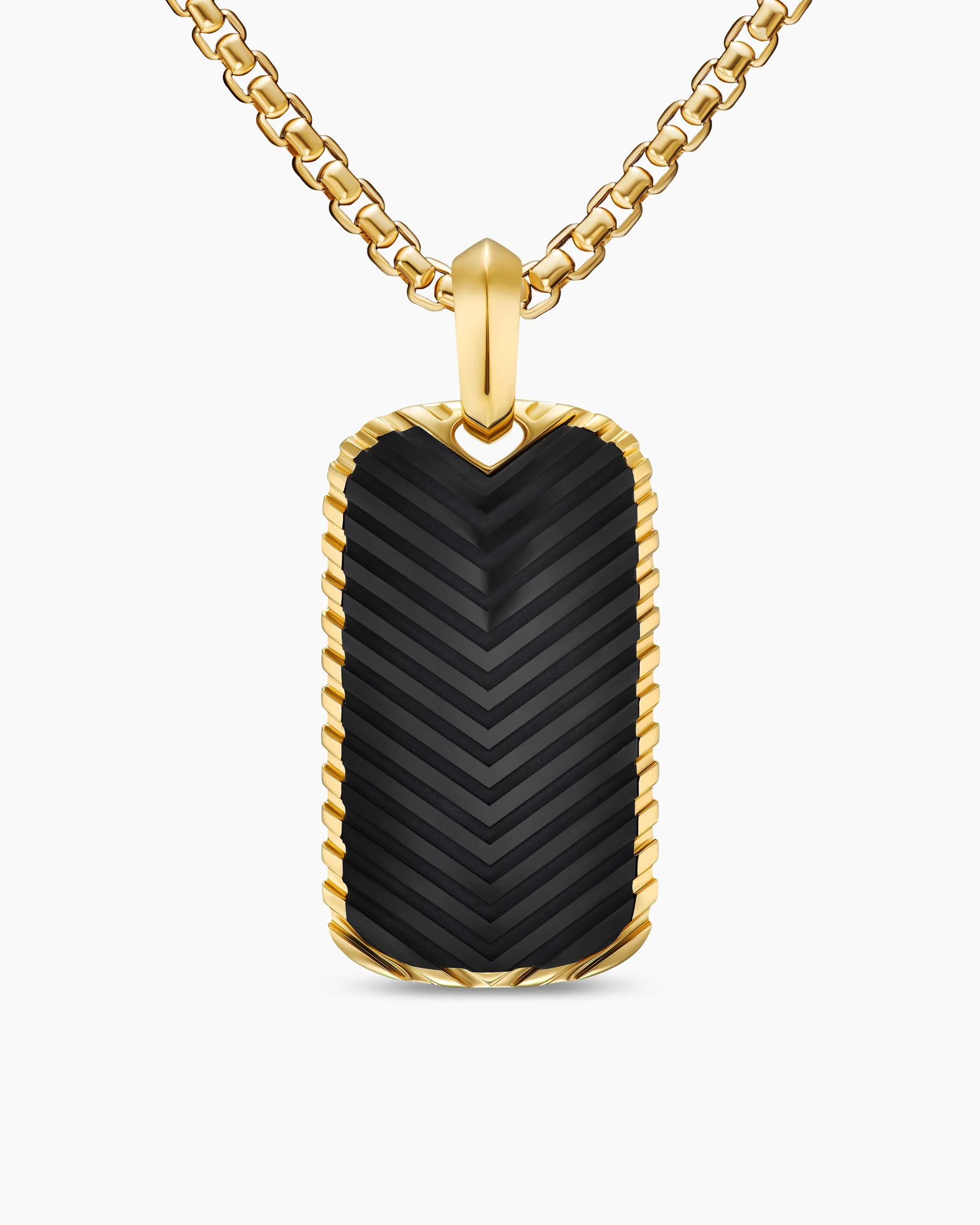 Chevron Tag in 18K Yellow Gold with Diamonds, 34mm 13 Chevron Tag in 18K Yellow Gold with Diamonds, 34mm