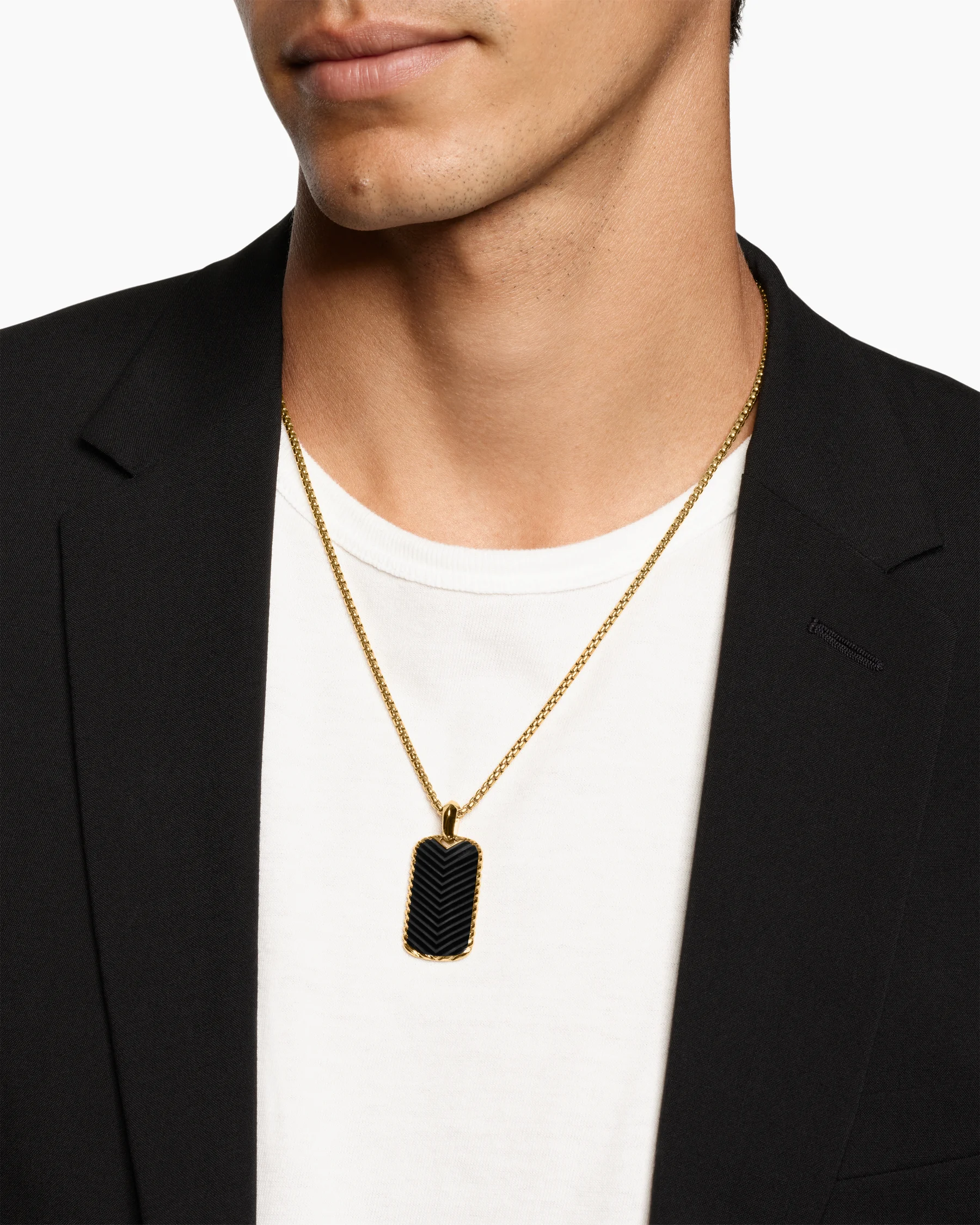 Chevron Tag in 18K Yellow Gold with Diamonds, 34mm 14 Chevron Tag in 18K Yellow Gold with Diamonds, 34mm