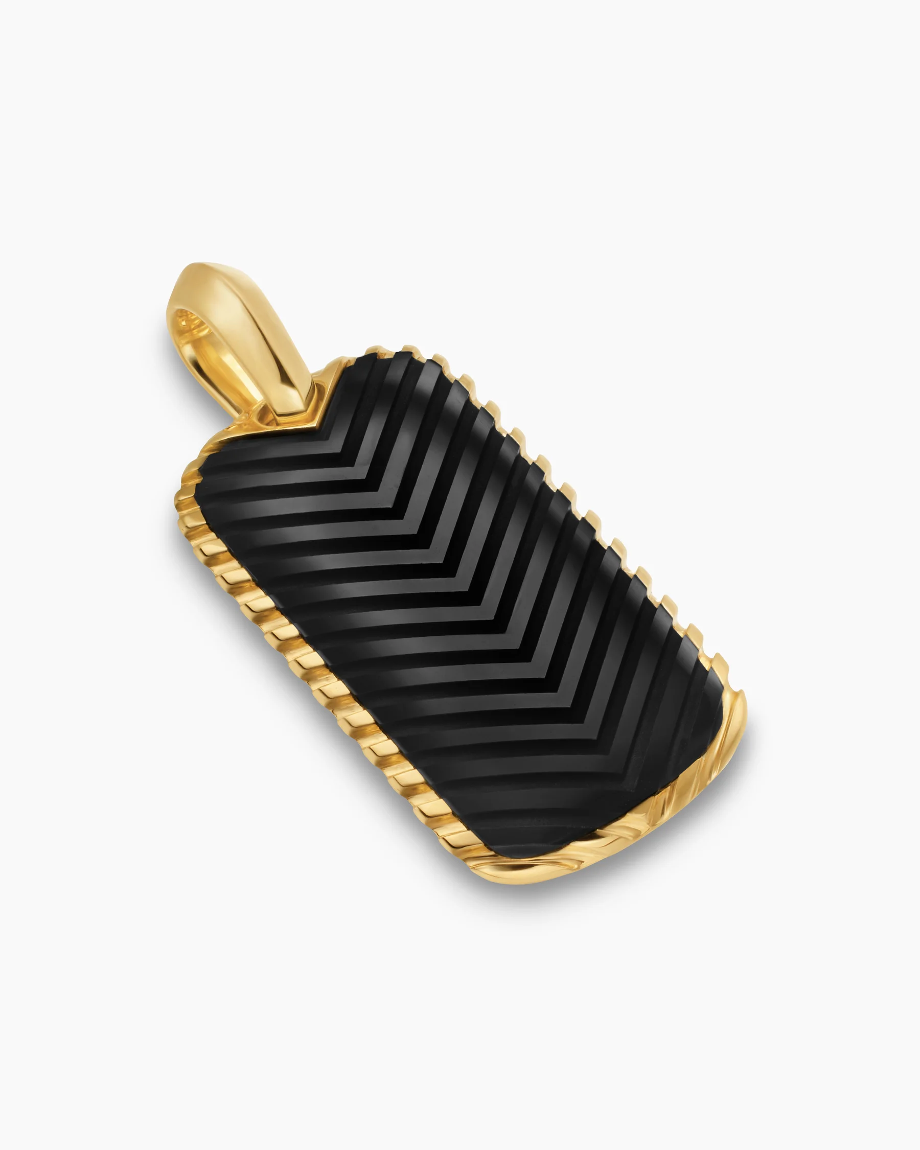 Chevron Tag in 18K Yellow Gold with Diamonds, 34mm 15 Chevron Tag in 18K Yellow Gold with Diamonds, 34mm