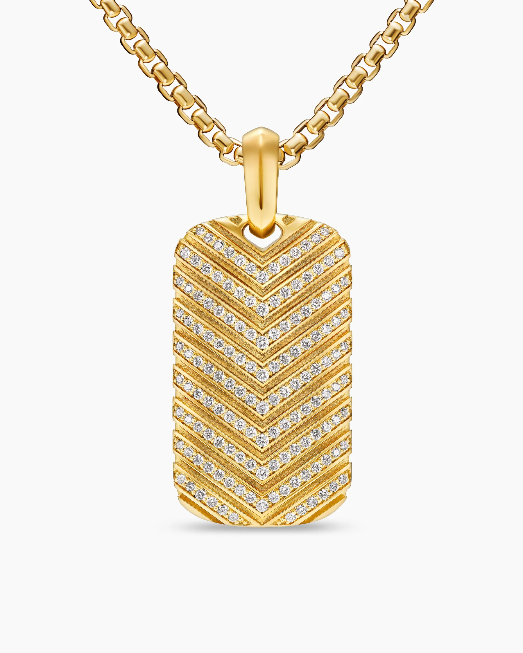 Chevron Tag in 18K Yellow Gold with Diamonds, 34mm 19 Chevron Tag in 18K Yellow Gold with Diamonds, 34mm