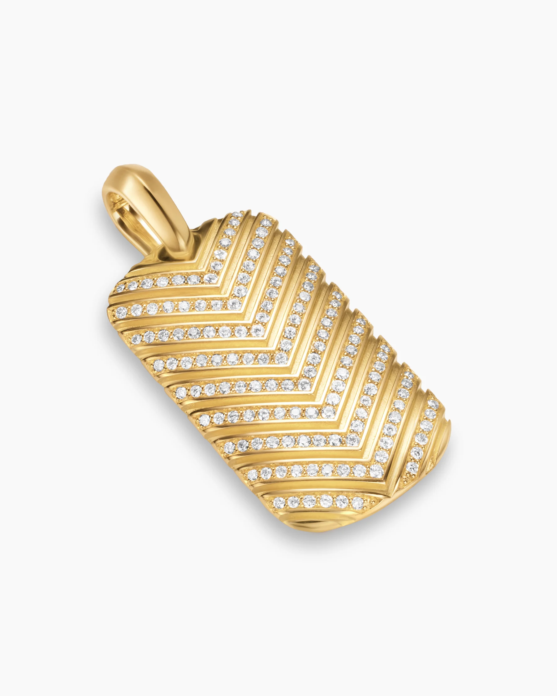 Chevron Tag in 18K Yellow Gold with Diamonds, 34mm 21 Chevron Tag in 18K Yellow Gold with Diamonds, 34mm