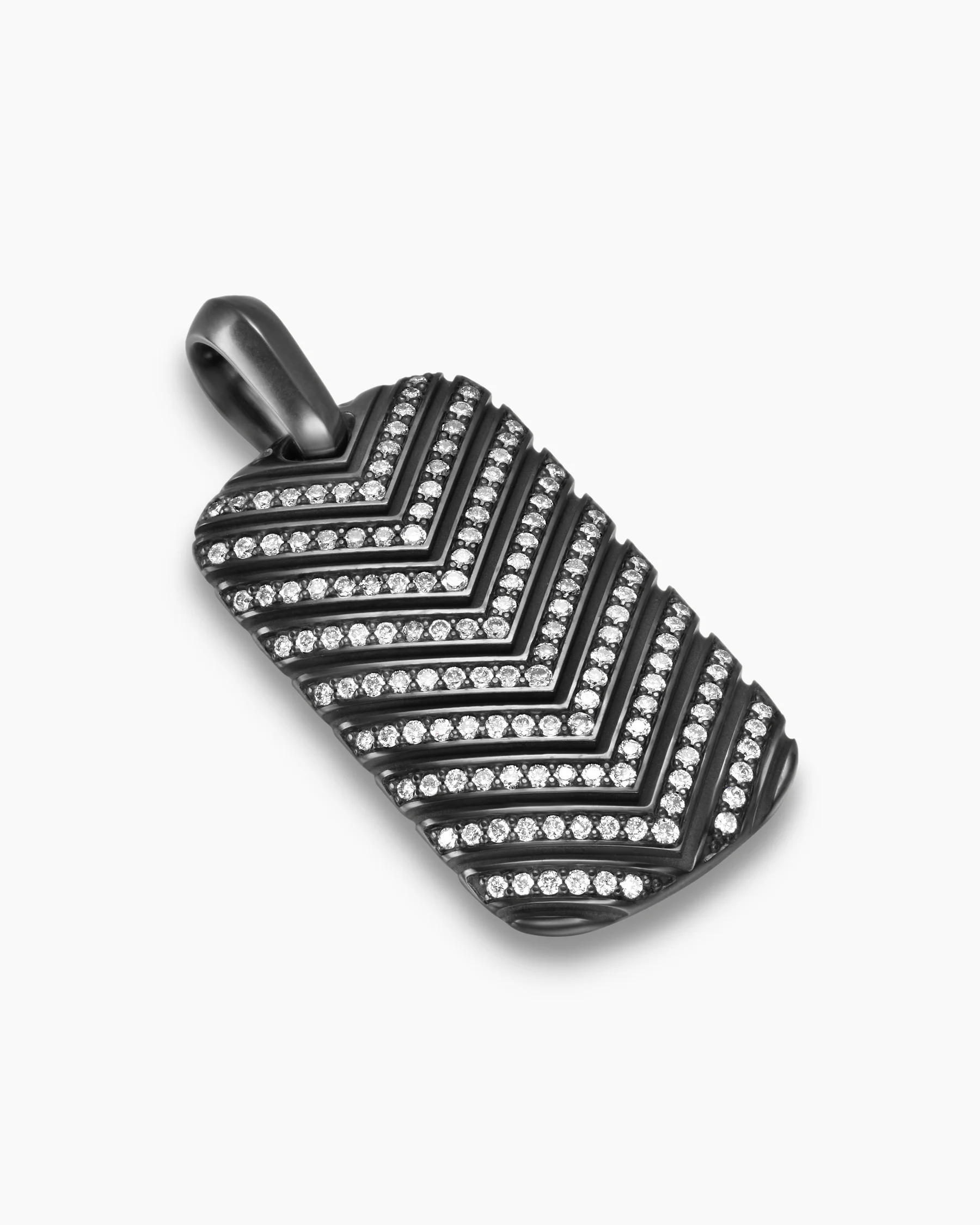 Chevron Tag in 18K Yellow Gold with Diamonds, 34mm 3 Chevron Tag in 18K Yellow Gold with Diamonds, 34mm