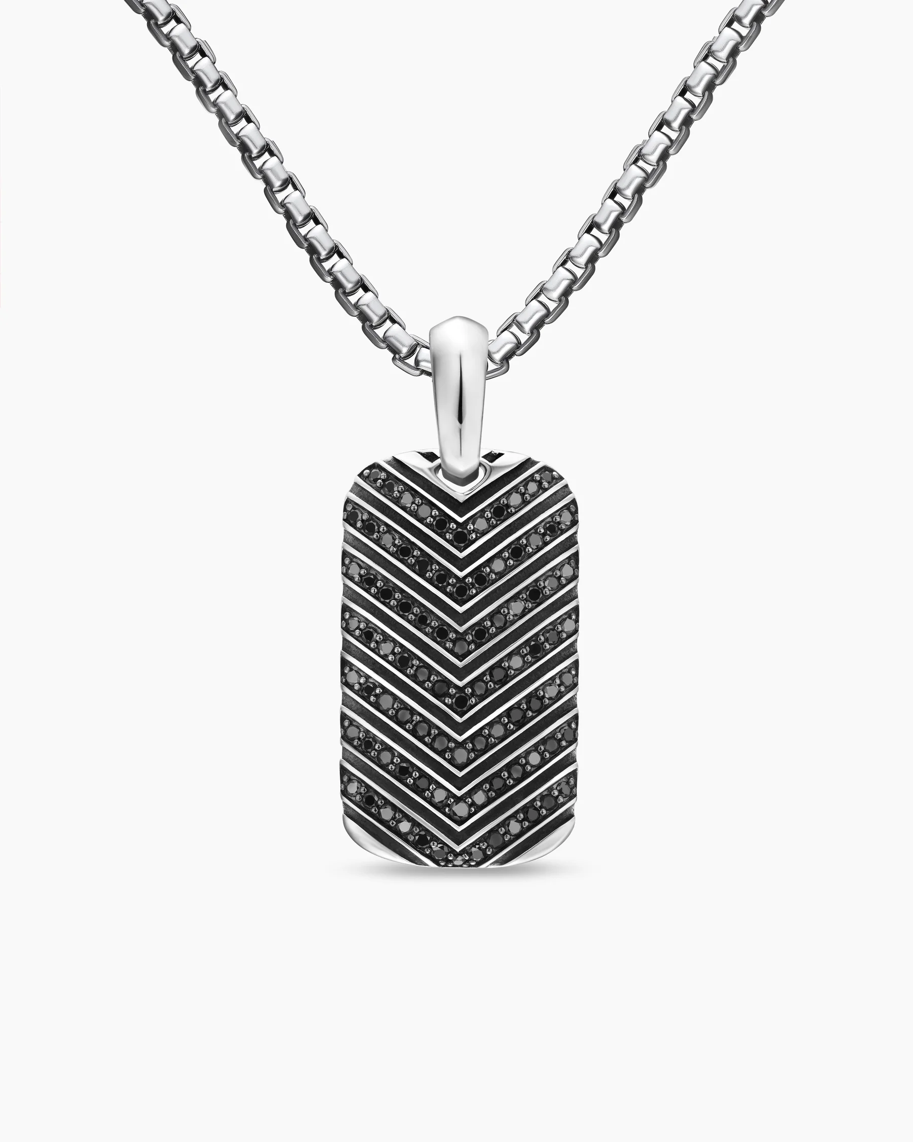 Chevron Tag in Black Titanium with Diamonds, 27mm 13 Chevron Tag in Black Titanium with Diamonds, 27mm