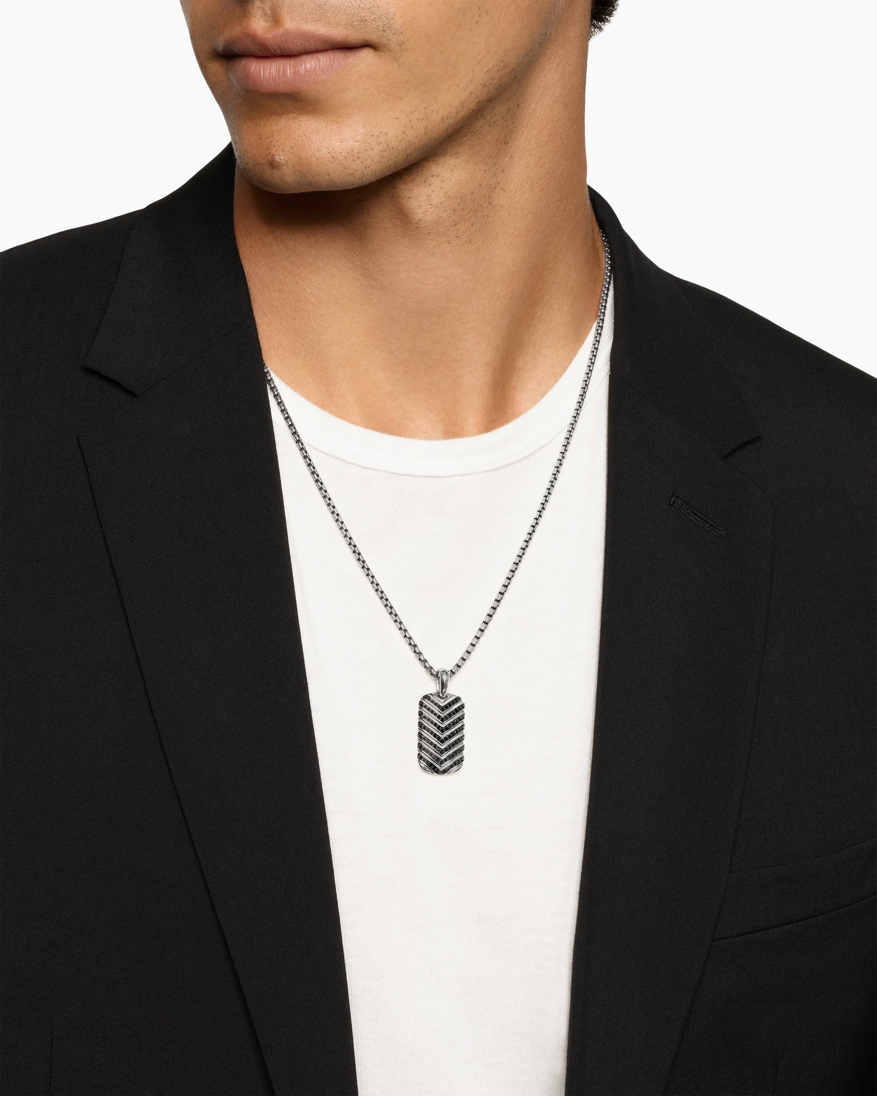 Chevron Tag in Black Titanium with Diamonds, 27mm 14 Chevron Tag in Black Titanium with Diamonds, 27mm