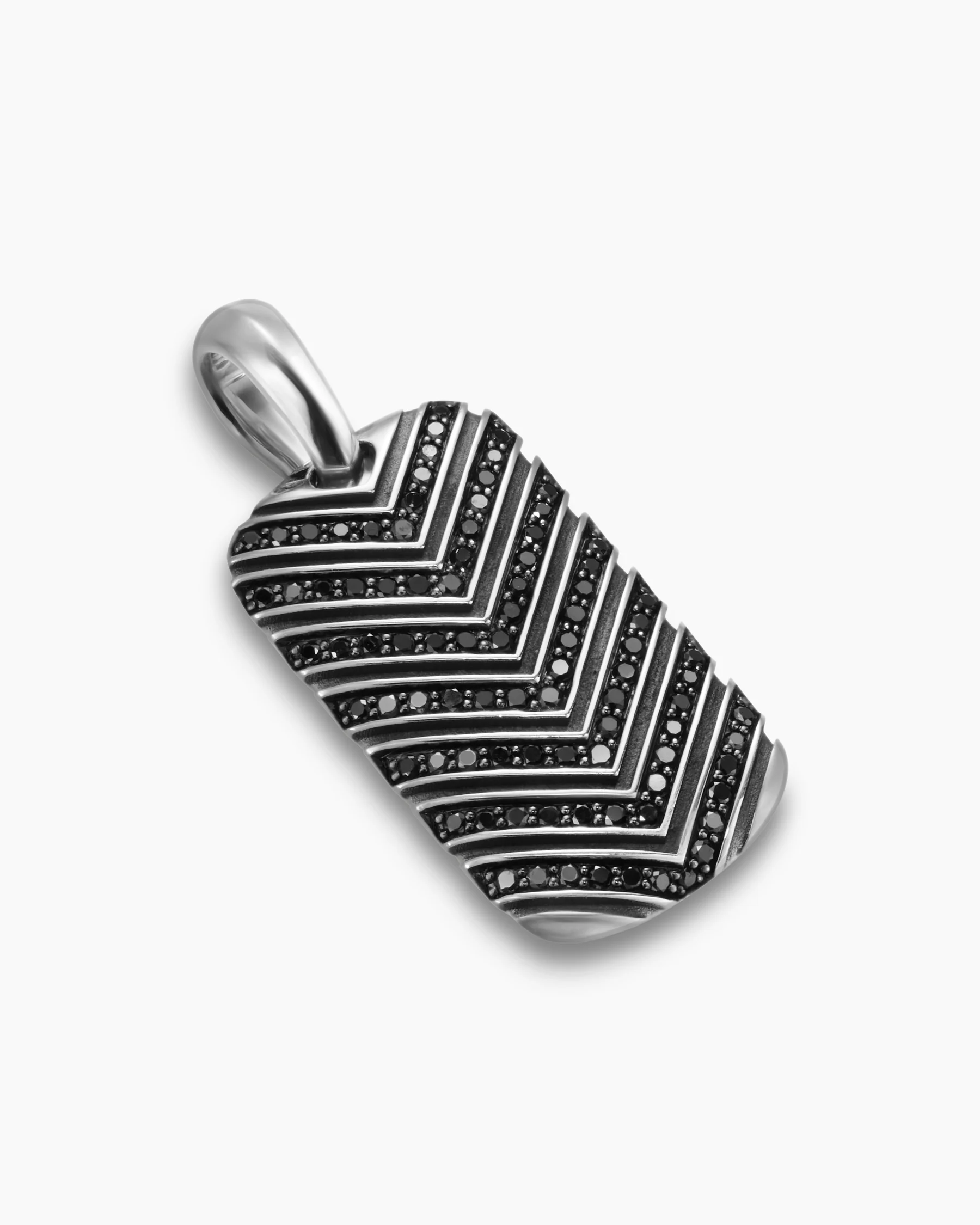 Chevron Tag in Black Titanium with Diamonds, 27mm 15 Chevron Tag in Black Titanium with Diamonds, 27mm