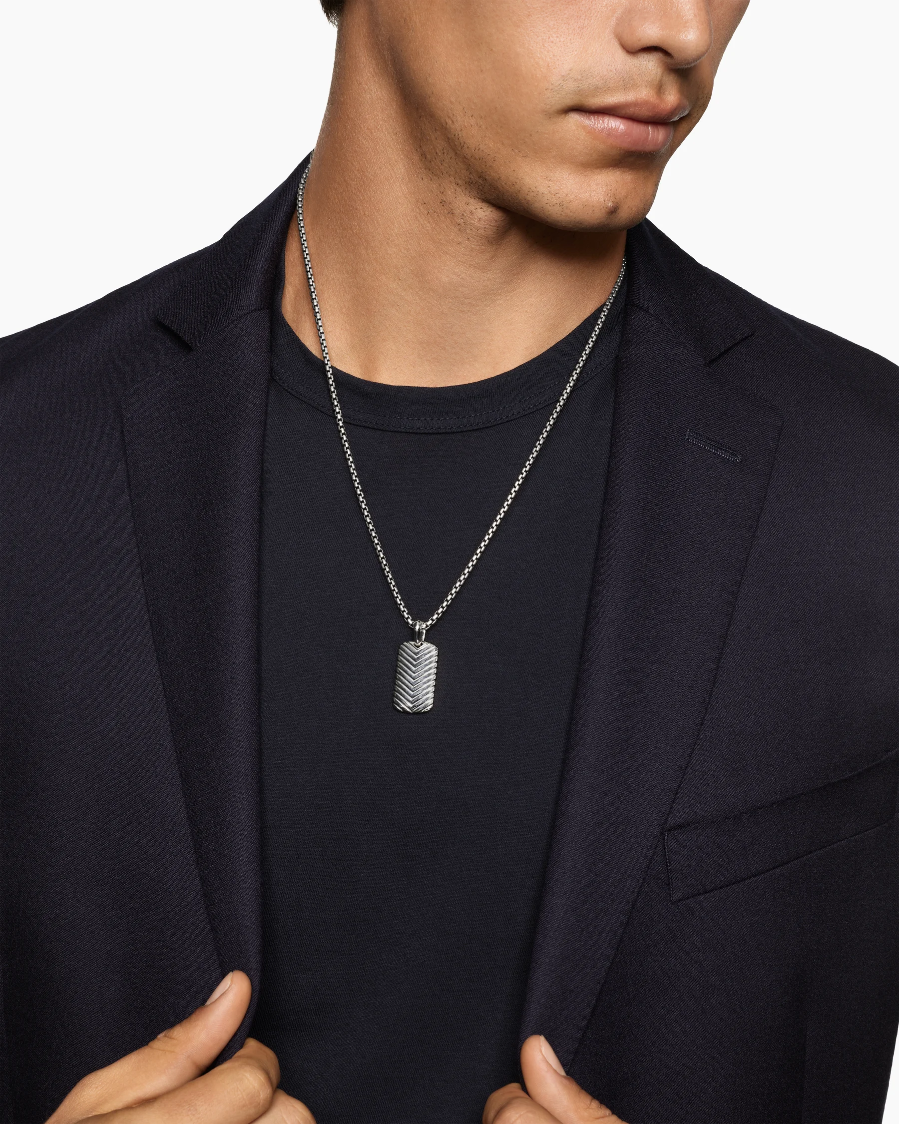 Chevron Tag in Black Titanium with Diamonds, 27mm 20 Chevron Tag in Black Titanium with Diamonds, 27mm