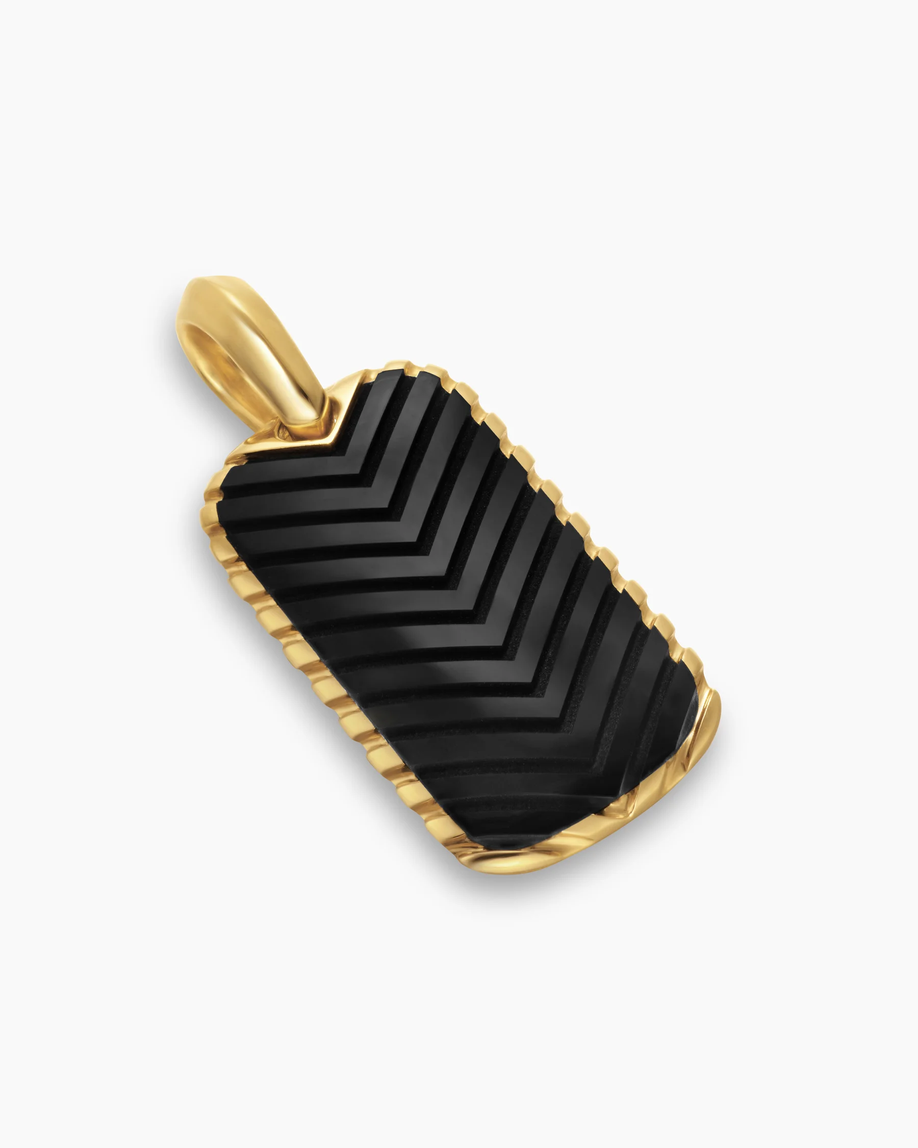 Chevron Tag in Black Titanium with Diamonds, 27mm 27 Chevron Tag in Black Titanium with Diamonds, 27mm