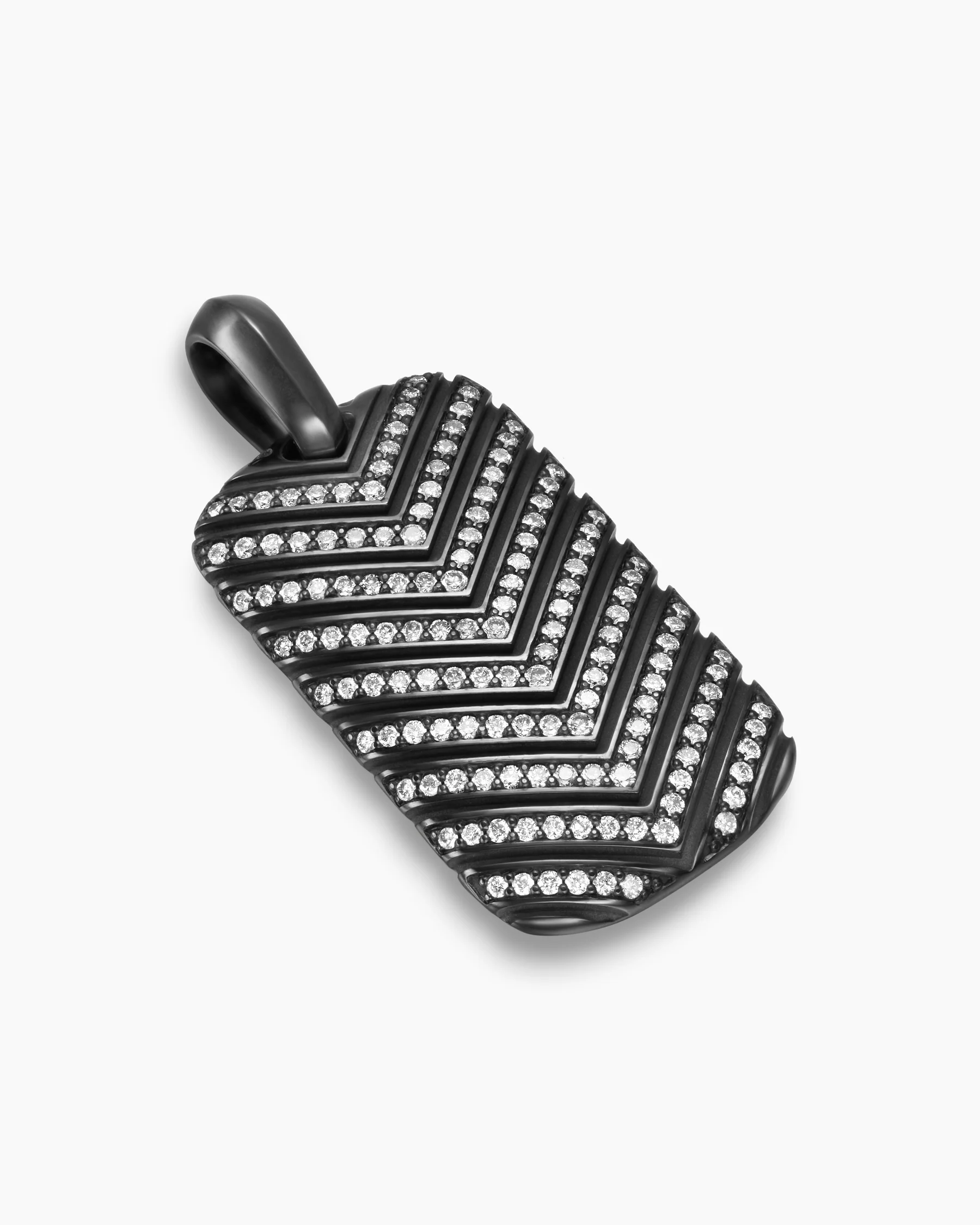 Chevron Tag in Black Titanium with Diamonds, 27mm 3 Chevron Tag in Black Titanium with Diamonds, 27mm