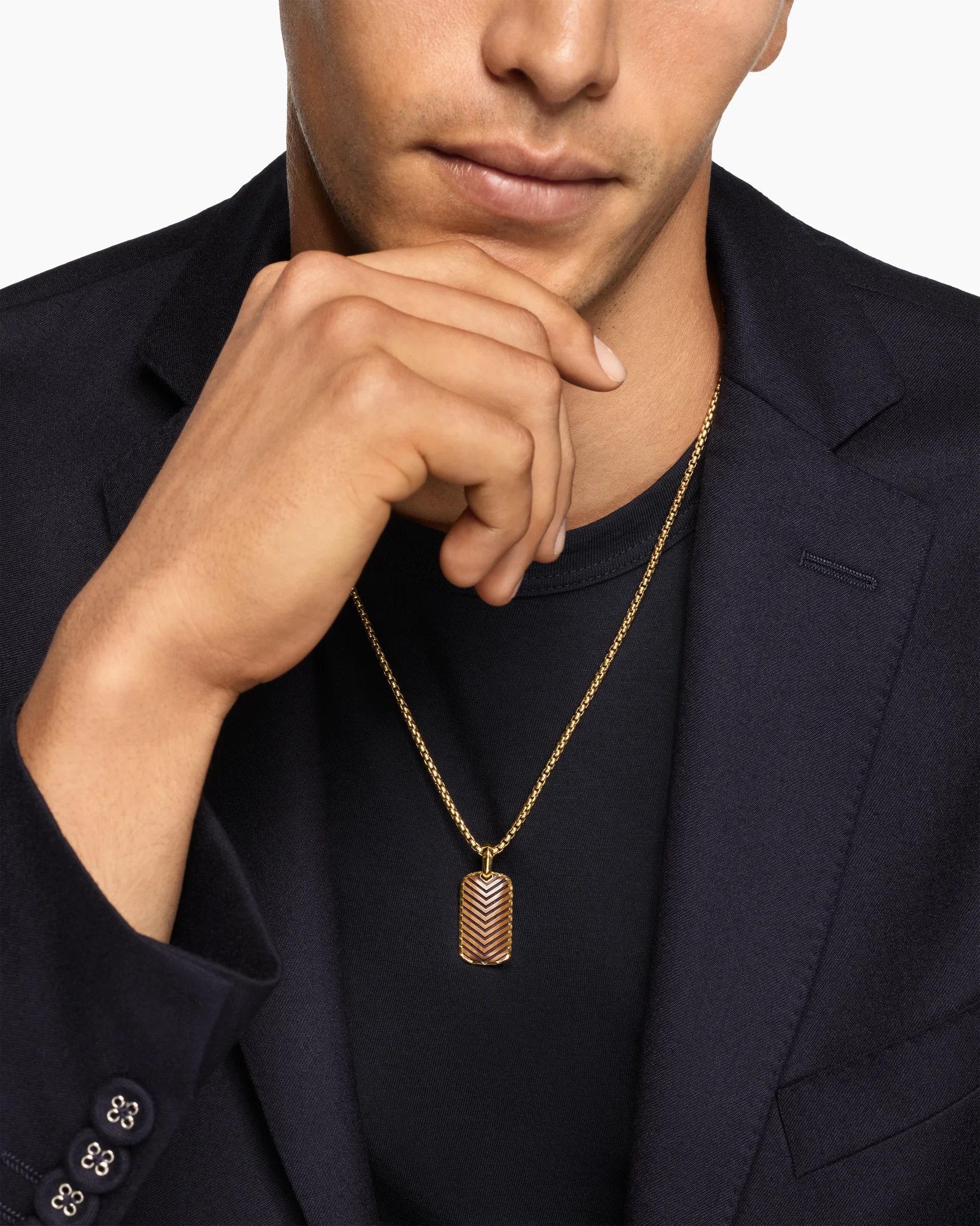 Chevron Tag in Black Titanium with Diamonds, 27mm 50 Chevron Tag in Black Titanium with Diamonds, 27mm