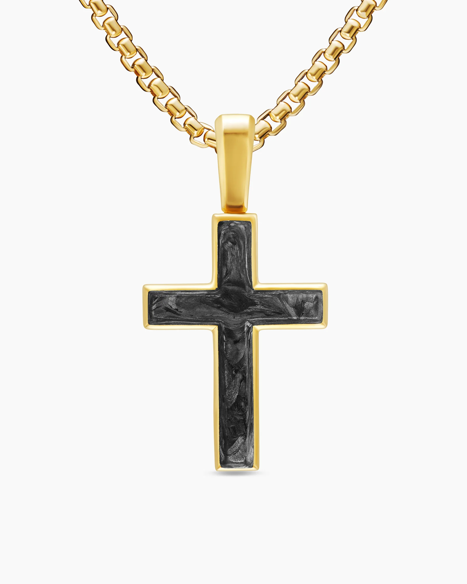 Cross Amulet in 18K Rose Gold with Forged Carbon, 24mm