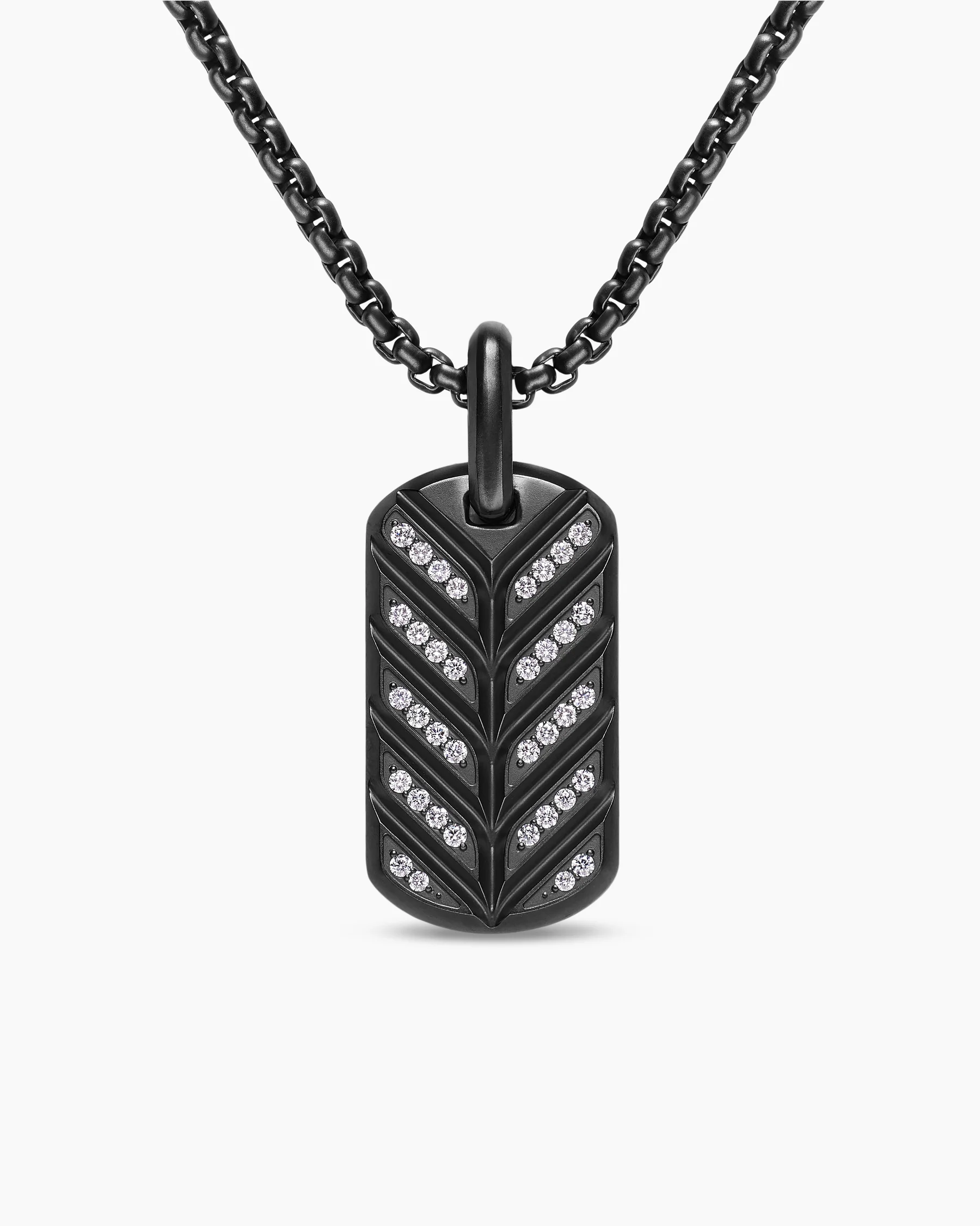 Chevron Fluorescent Tag in Black Titanium with Diamonds, 27mm 25 Chevron Fluorescent Tag in Black Titanium with Diamonds, 27mm