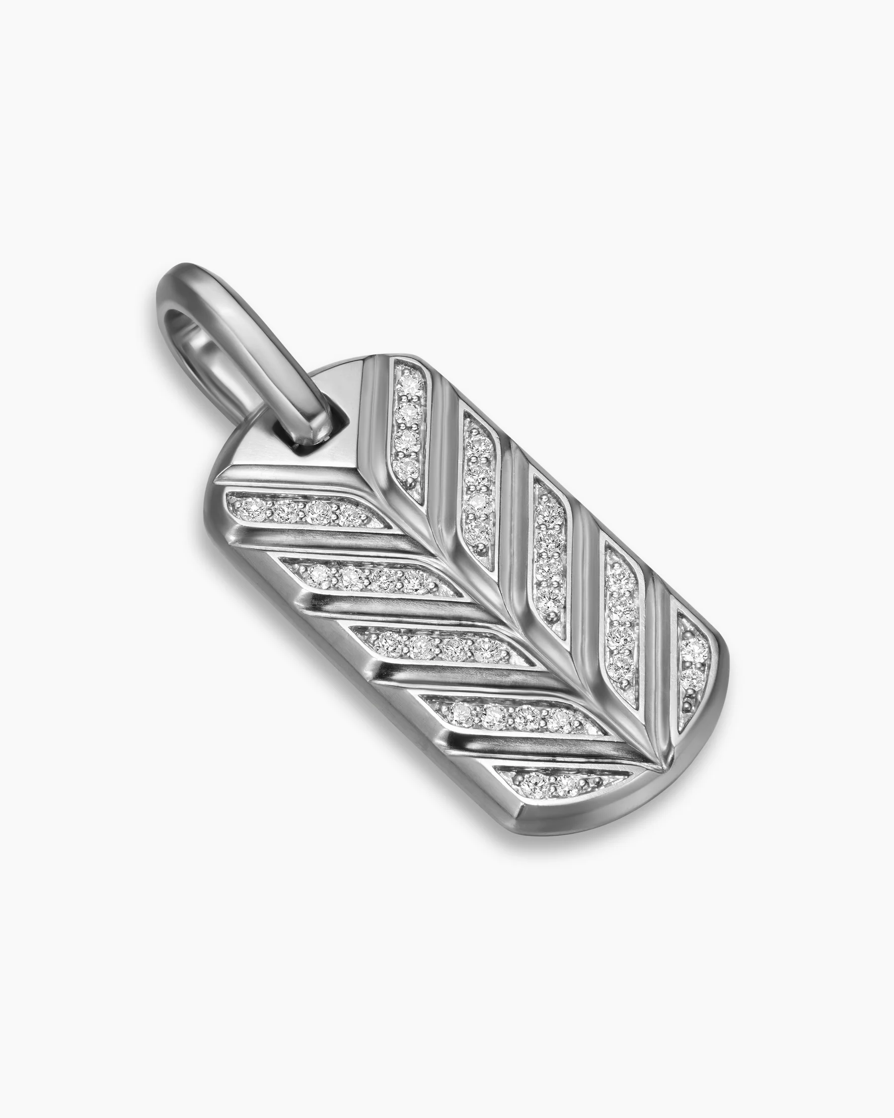 Chevron Fluorescent Tag in Sterling Silver with Diamonds, 27mm 10 Chevron Fluorescent Tag in Sterling Silver with Diamonds, 27mm