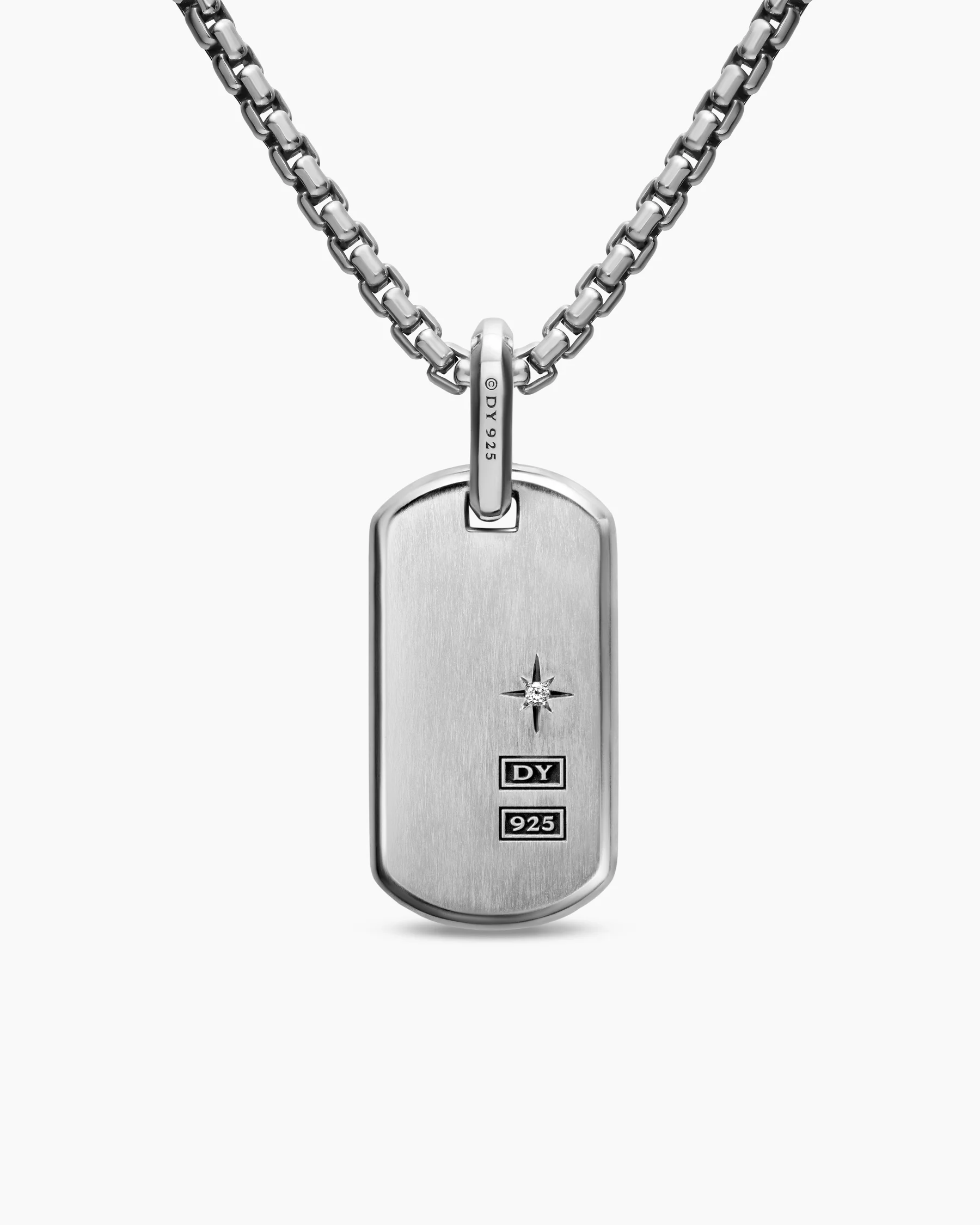 Chevron Fluorescent Tag in Sterling Silver with Diamonds, 27mm 11 Chevron Fluorescent Tag in Sterling Silver with Diamonds, 27mm