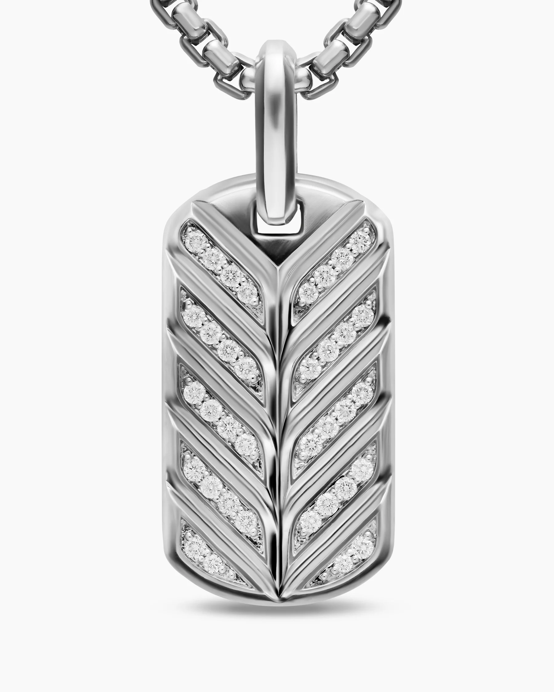Chevron Fluorescent Tag in Sterling Silver with Diamonds, 27mm 12 Chevron Fluorescent Tag in Sterling Silver with Diamonds, 27mm