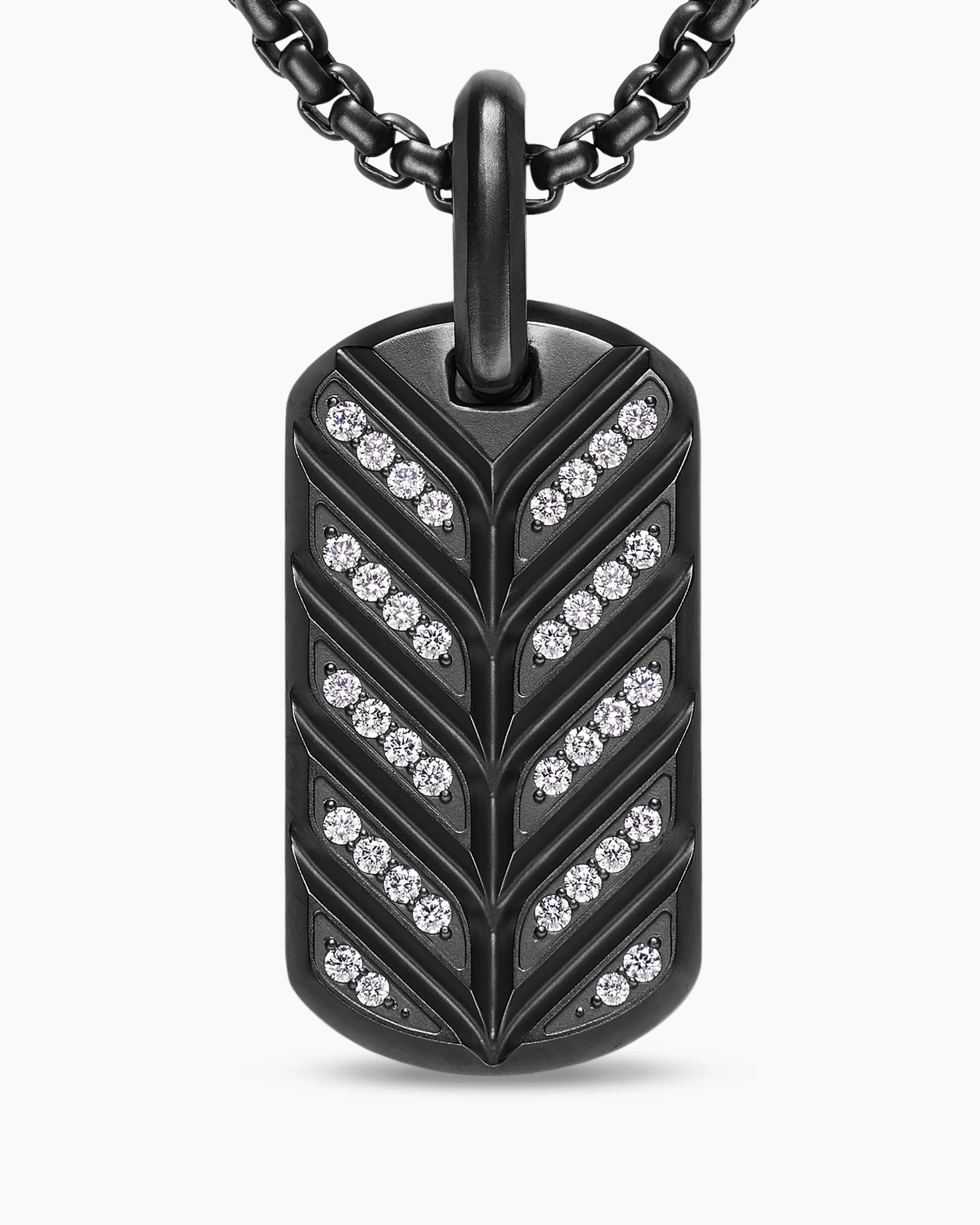 Chevron Fluorescent Tag in Sterling Silver with Diamonds, 27mm 6 Chevron Fluorescent Tag in Sterling Silver with Diamonds, 27mm
